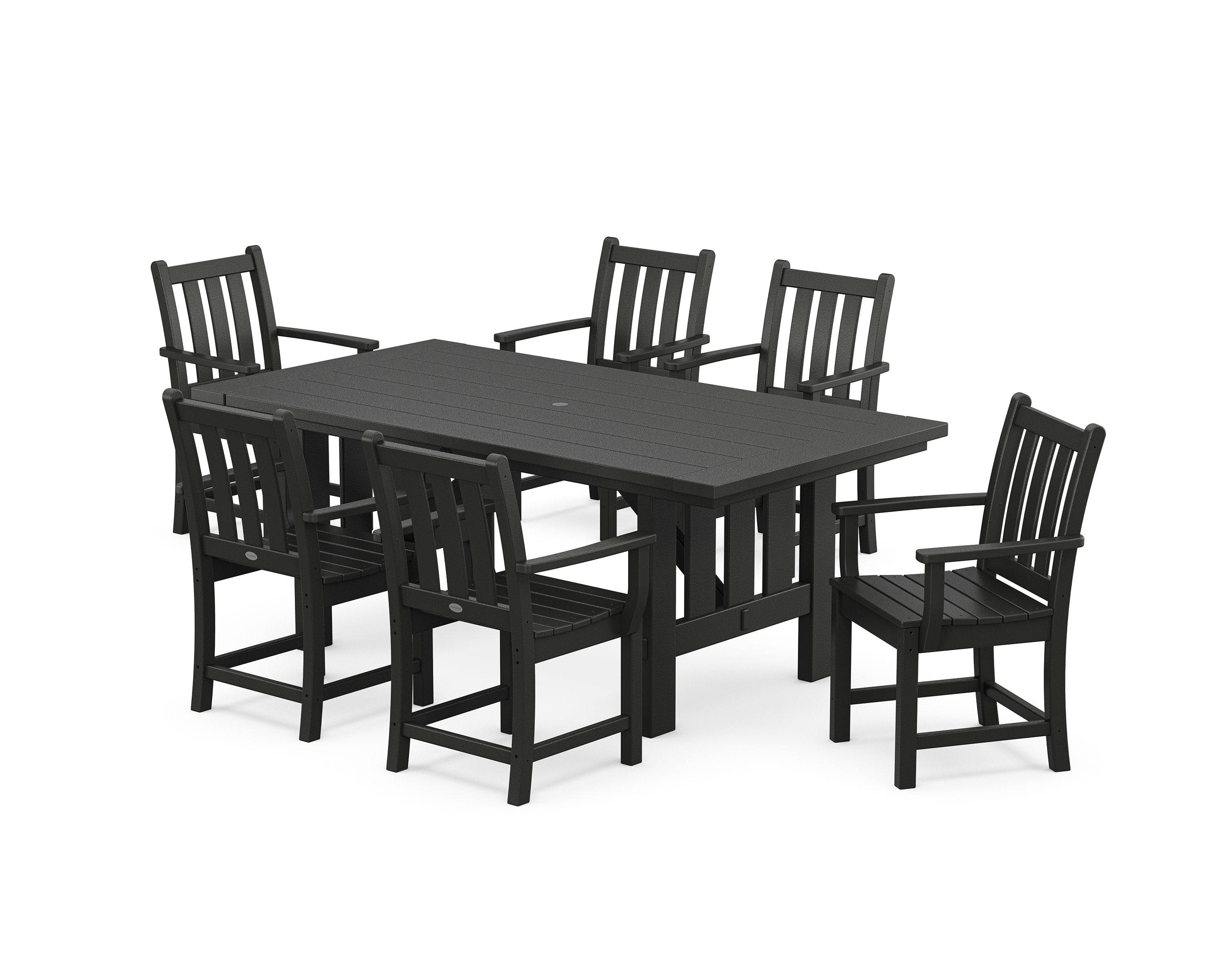 Traditional Garden Arm Chair 7-Piece Mission Dining Set in Black