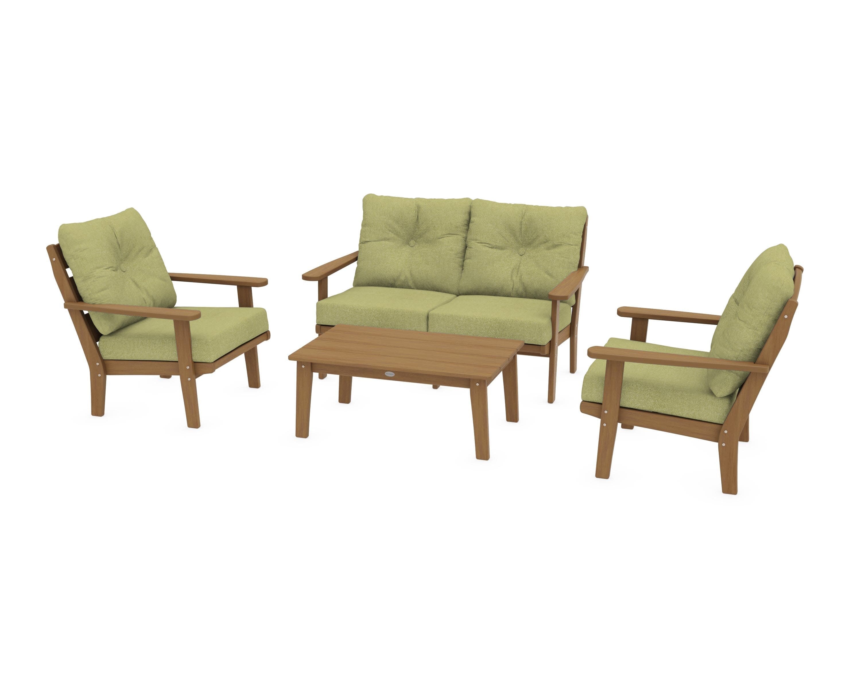 Lakeside 4-Piece Deep Seating Set in Natural / Chartreuse Boucle