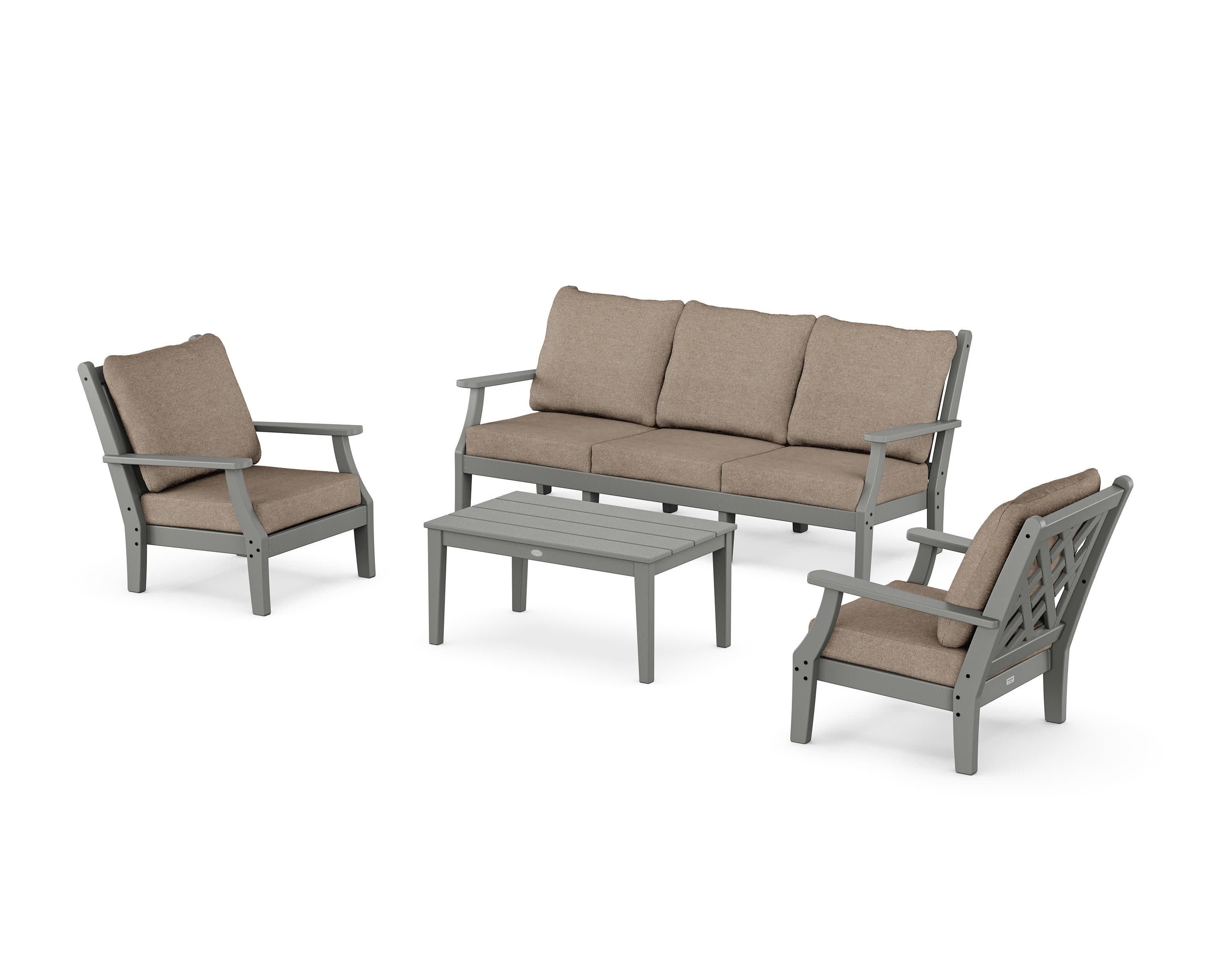 Wovendale 4-Piece Deep Seating Set with Sofa in Slate Grey / Spiced Burlap