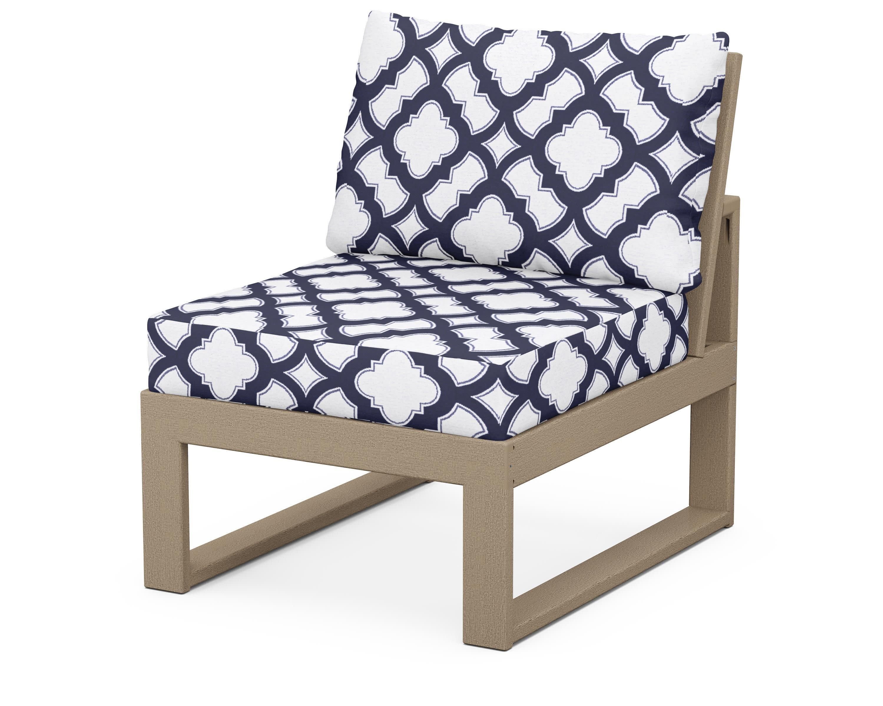 Modular Armless Chair in Vintage Sahara / Trellis Navy