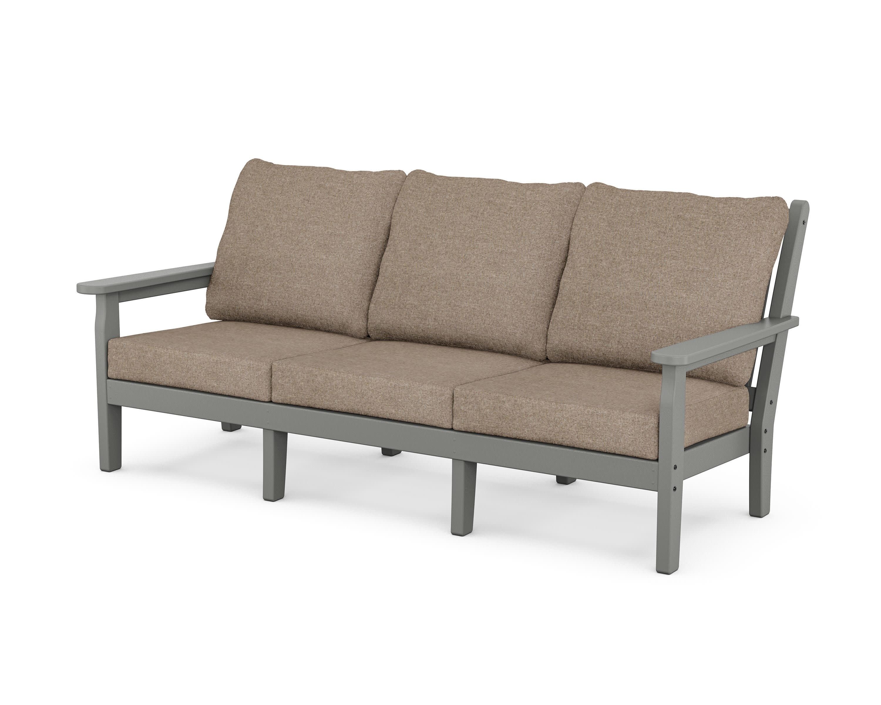 Chippendale Deep Seating Sofa in Slate Grey / Spiced Burlap
