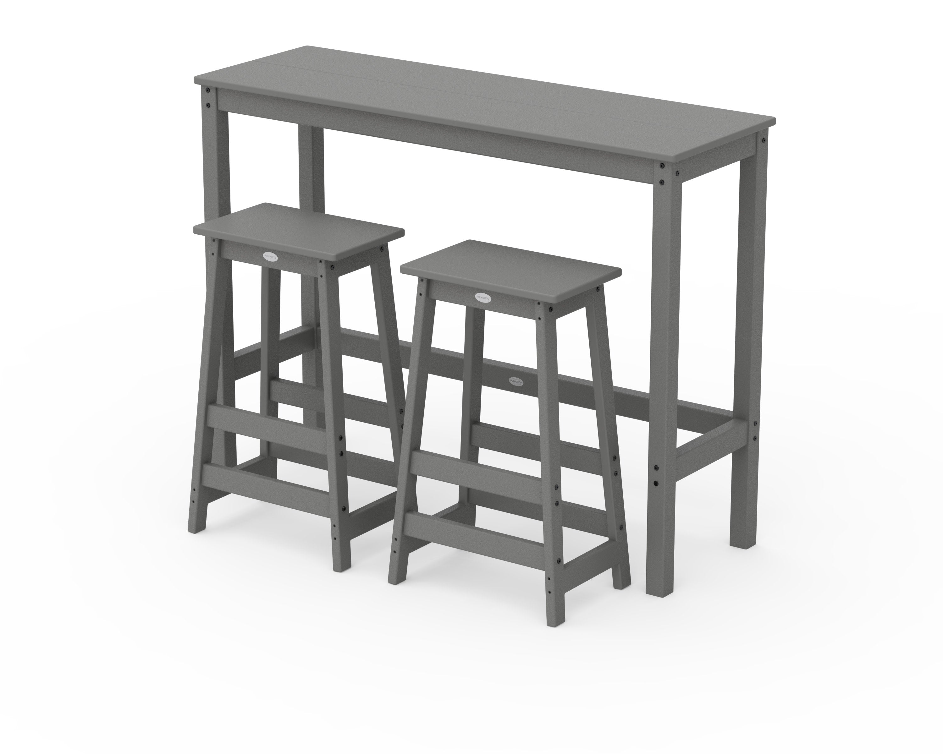 Modern Studio Stool 3-Piece Bar Balcony Set in Slate Grey