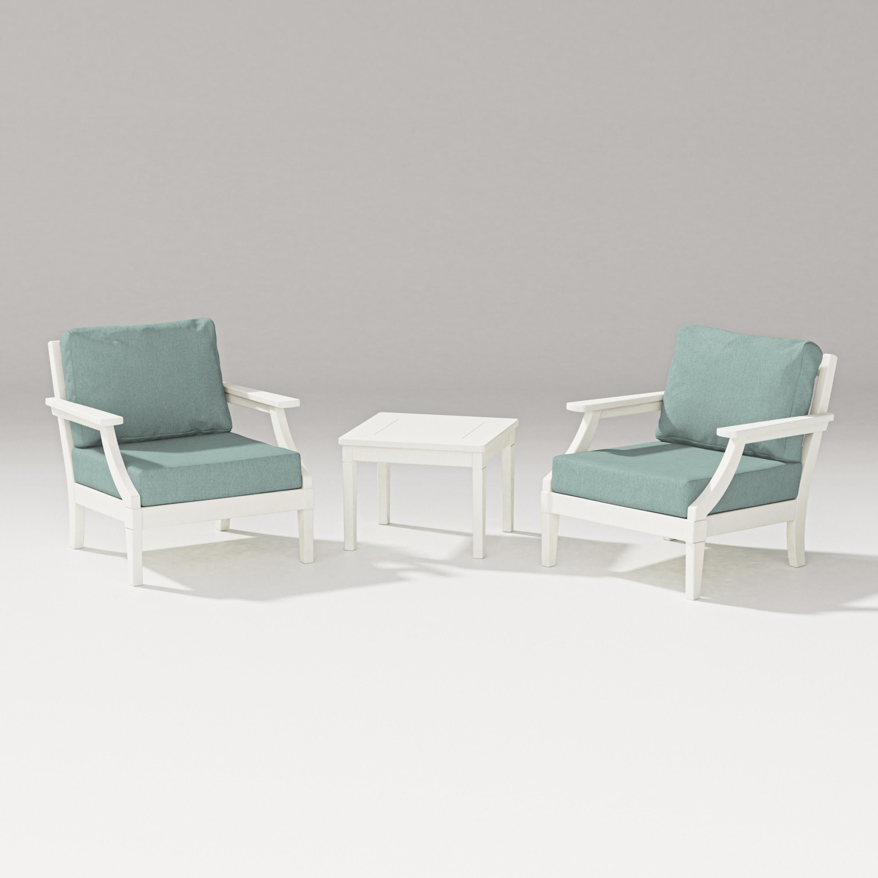 Estate 3-Piece Lounge Chair Set in Vintage White / Glacier Spa
