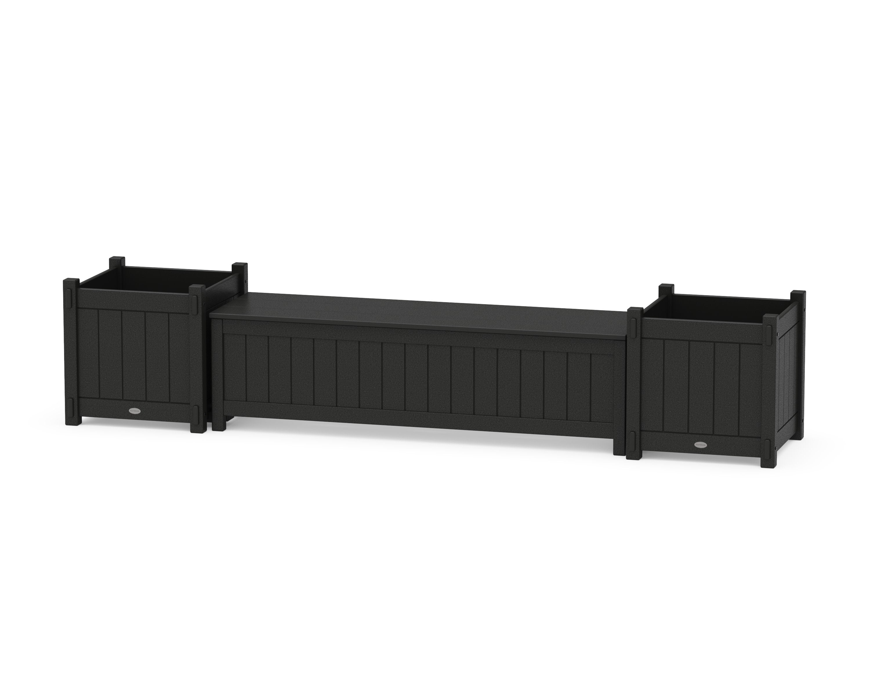 60" Vineyard Straight Planter Storage Bench Set- Large in Black