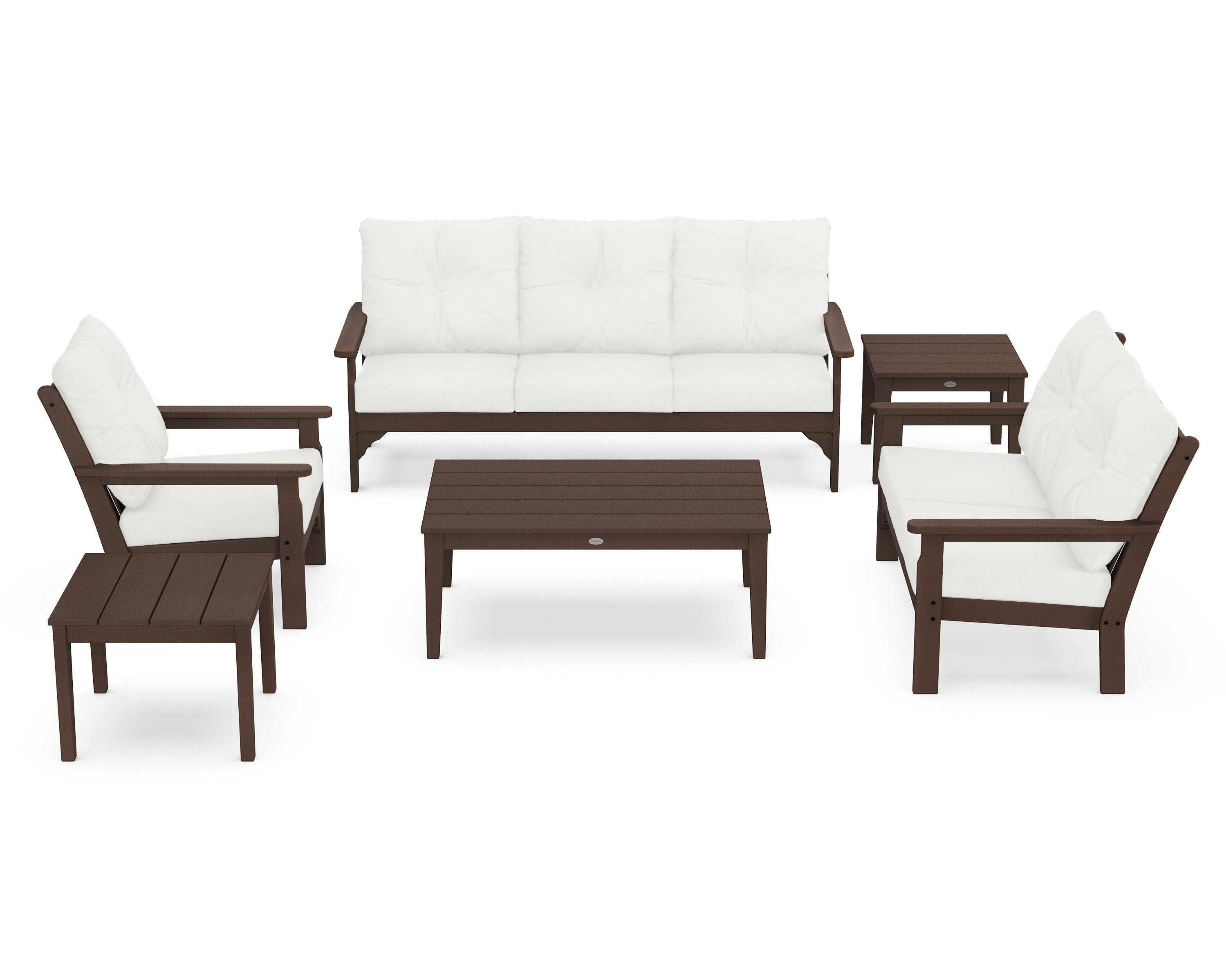Vineyard 6-Piece Deep Seating Set in Mahogany / Natural Linen