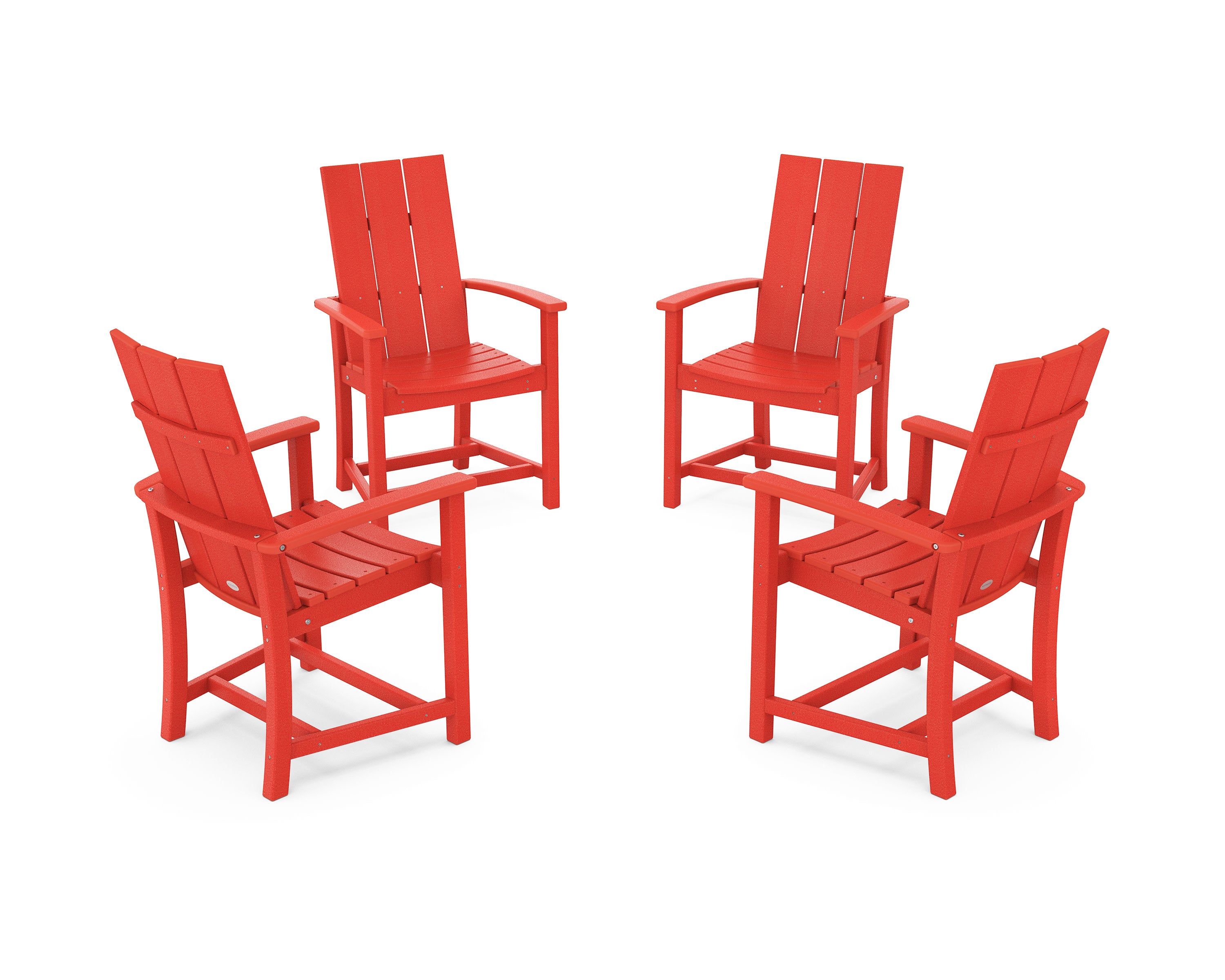 Modern 4-Piece Upright Adirondack Conversation Set in Sunset Red