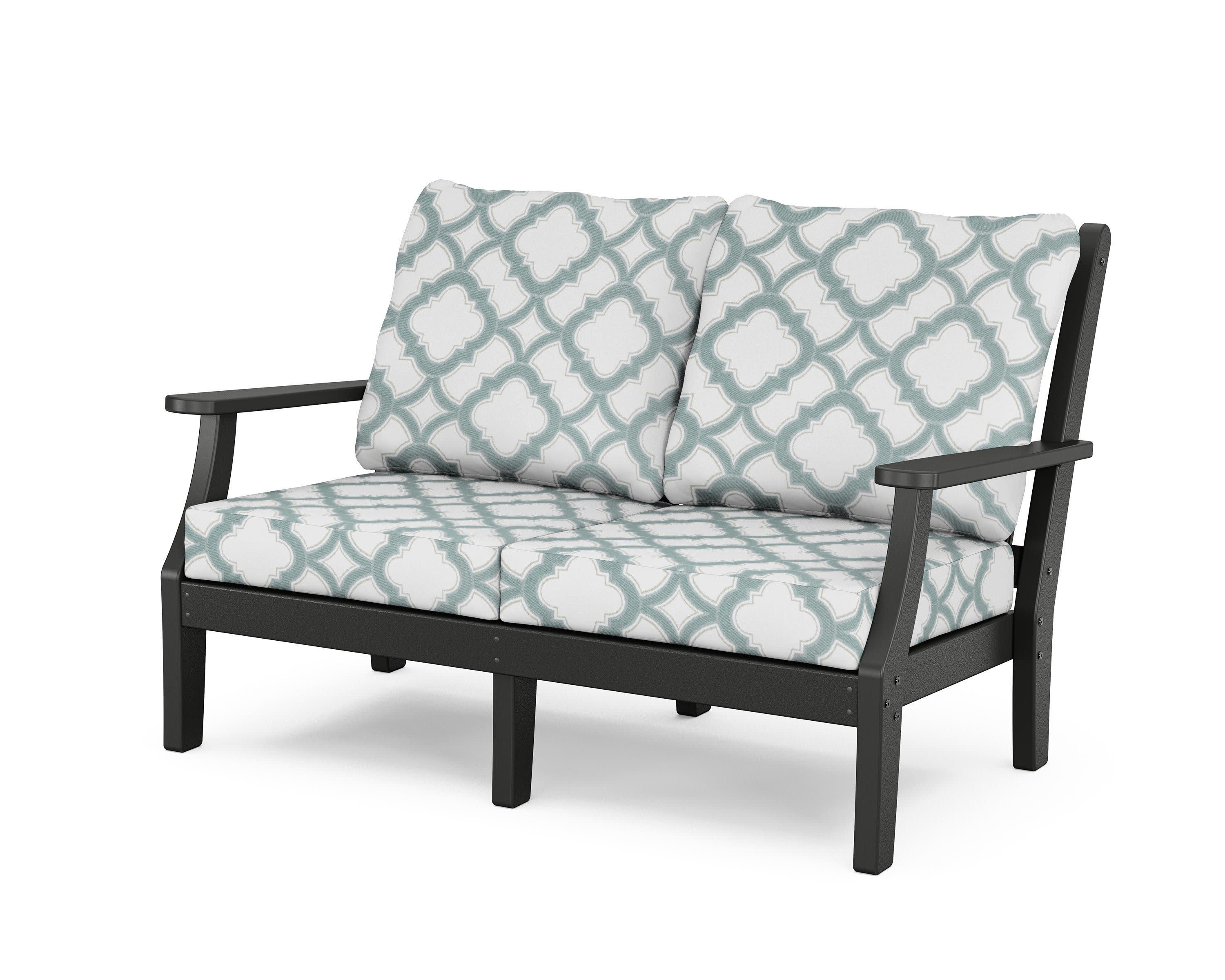 Wovendale Deep Seating Loveseat in Black / Trellis Glacier Spa