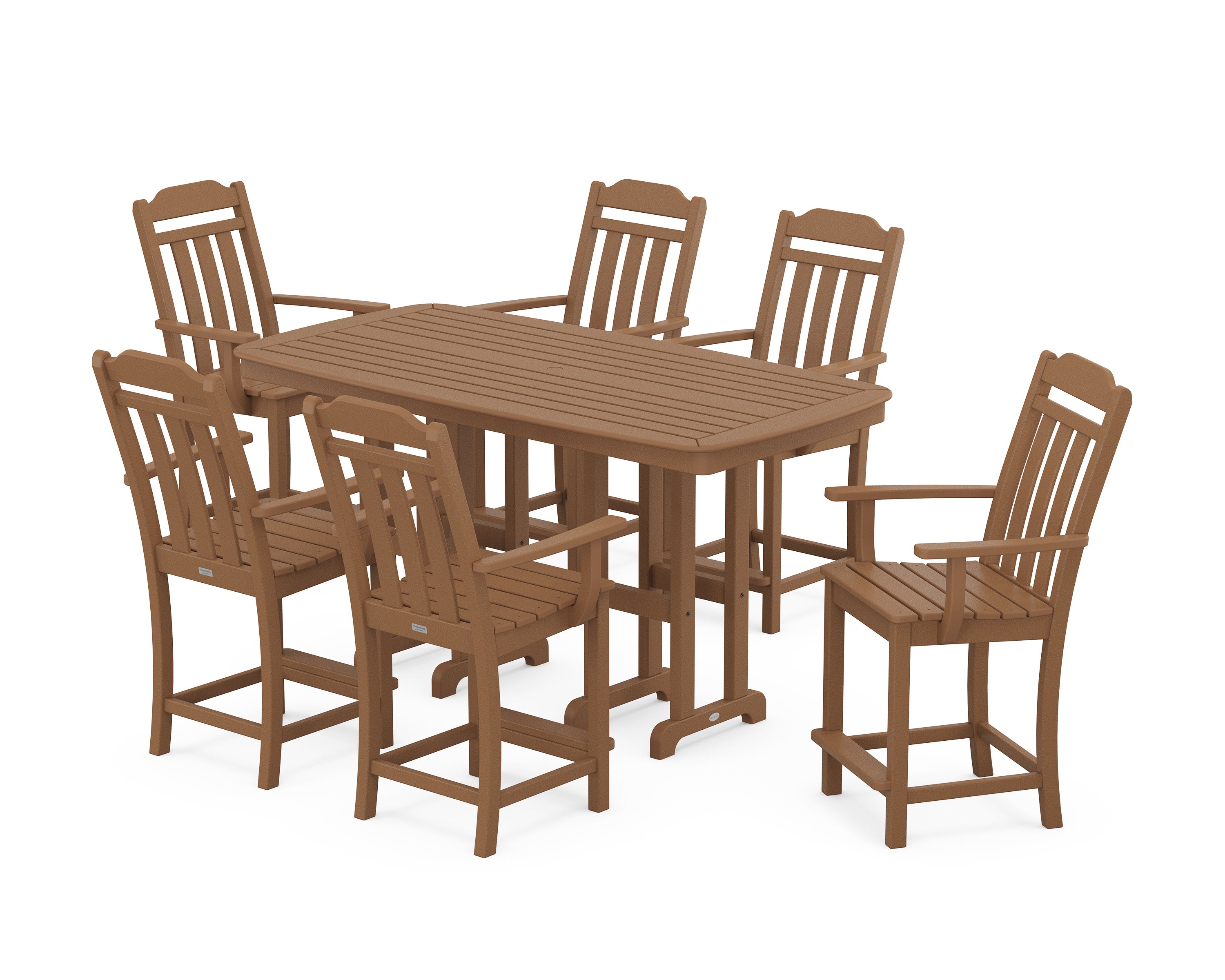 Cottage Arm Chair 7-Piece Counter Set in Teak