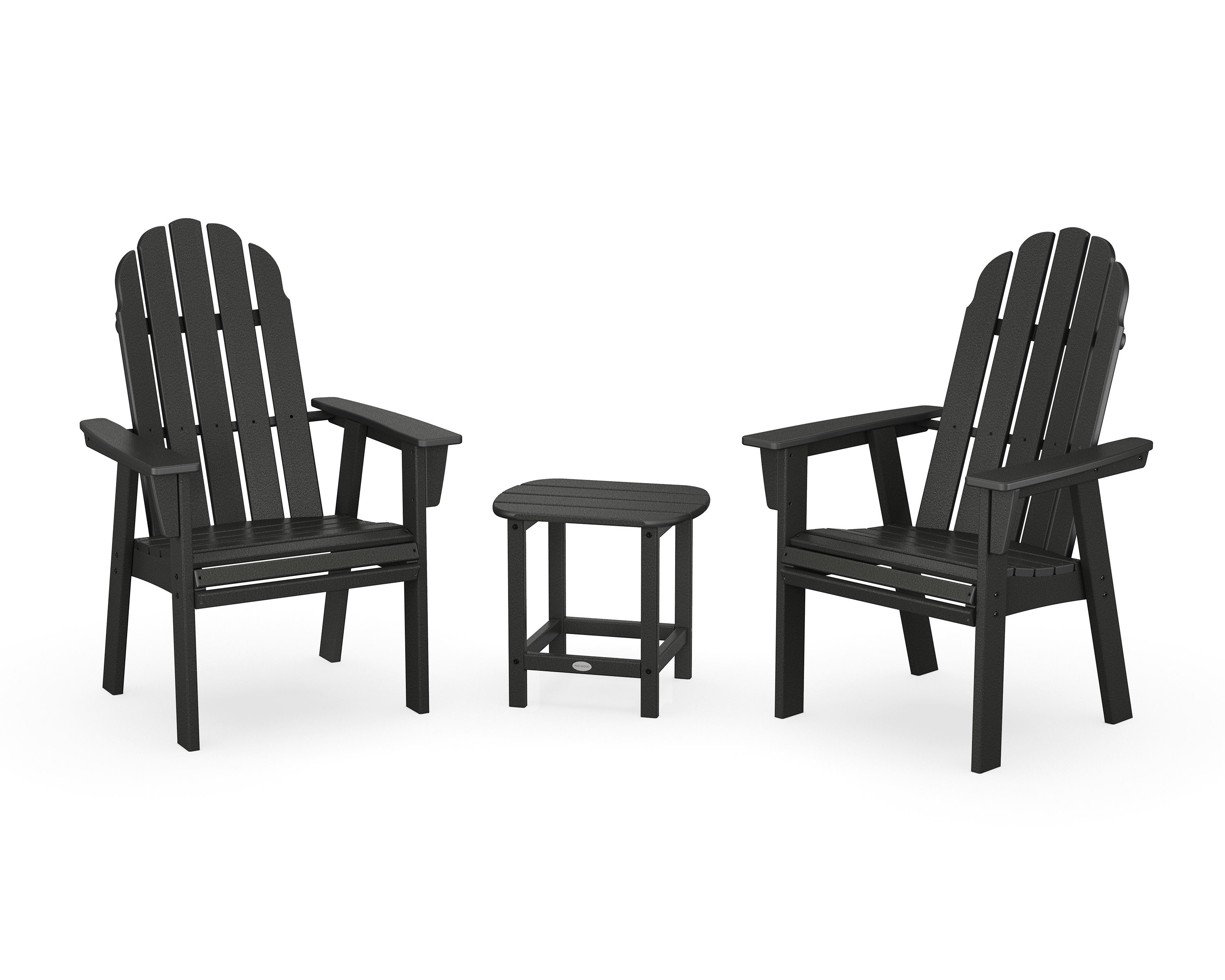 Vineyard 3-Piece Curveback Upright Adirondack Chair Set in Black