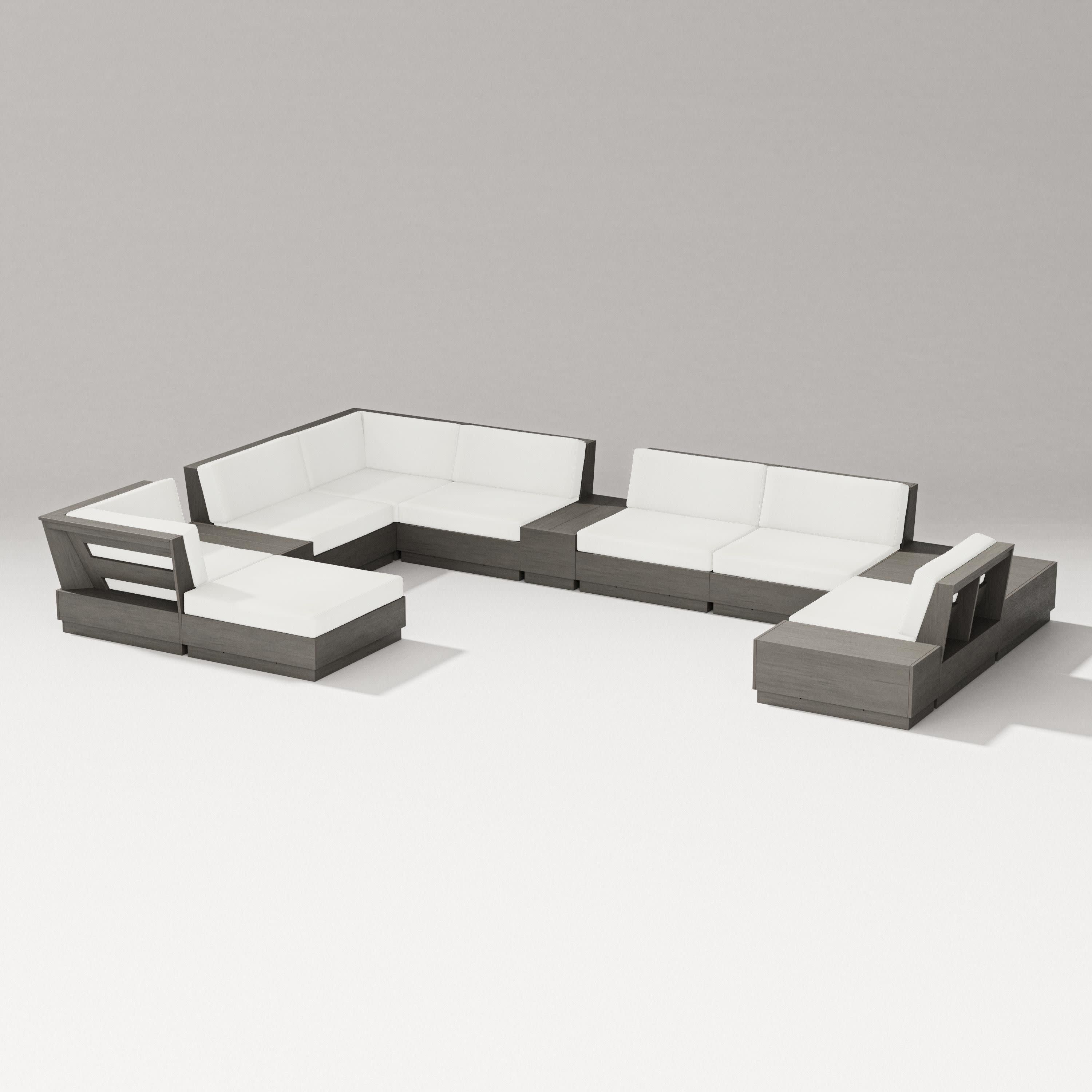 Elevate 12-Piece Conversation Sectional Set in Driftwood / Natural Linen