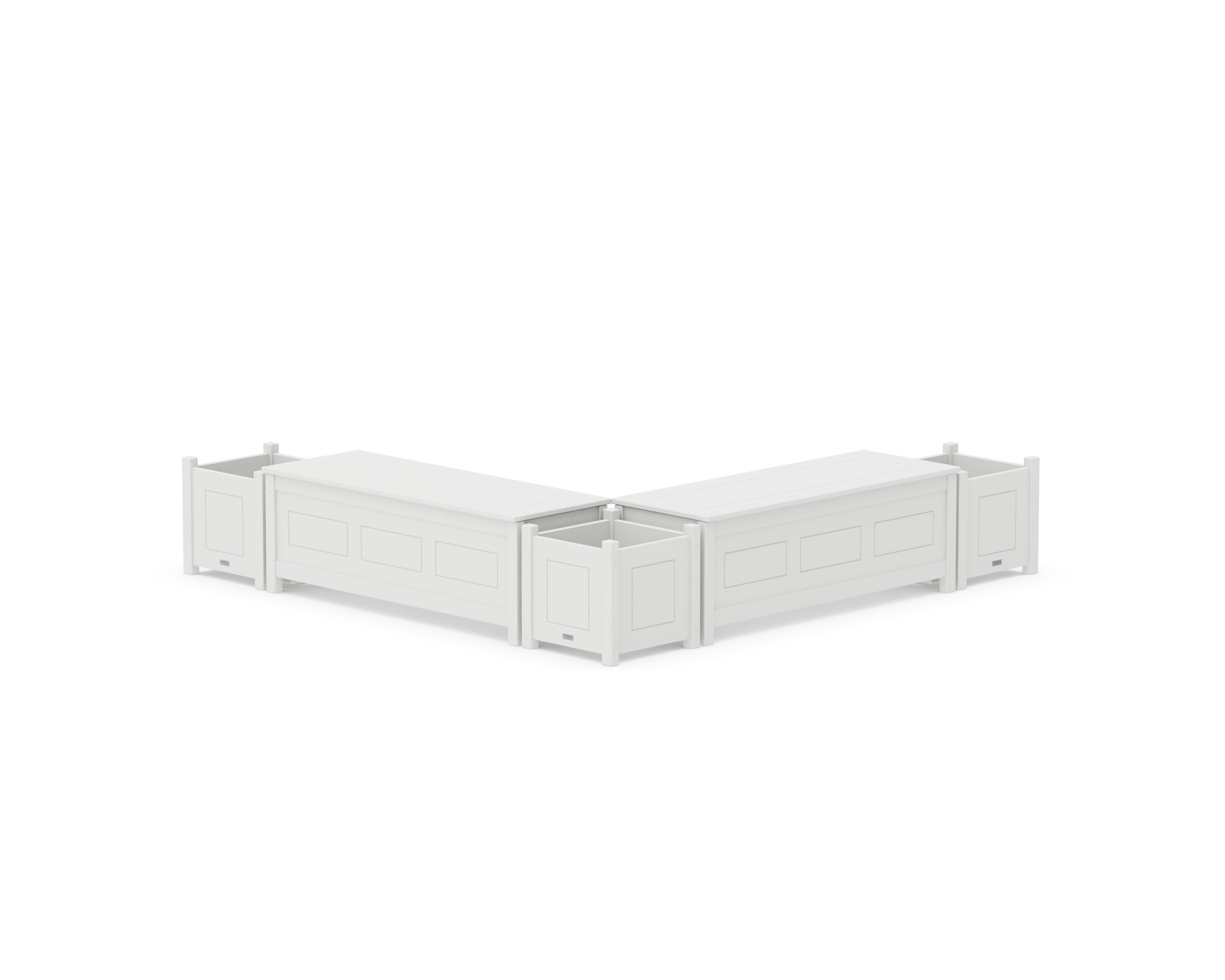 48" Country Living L- Shaped Planter Storage Bench Corner Set in White