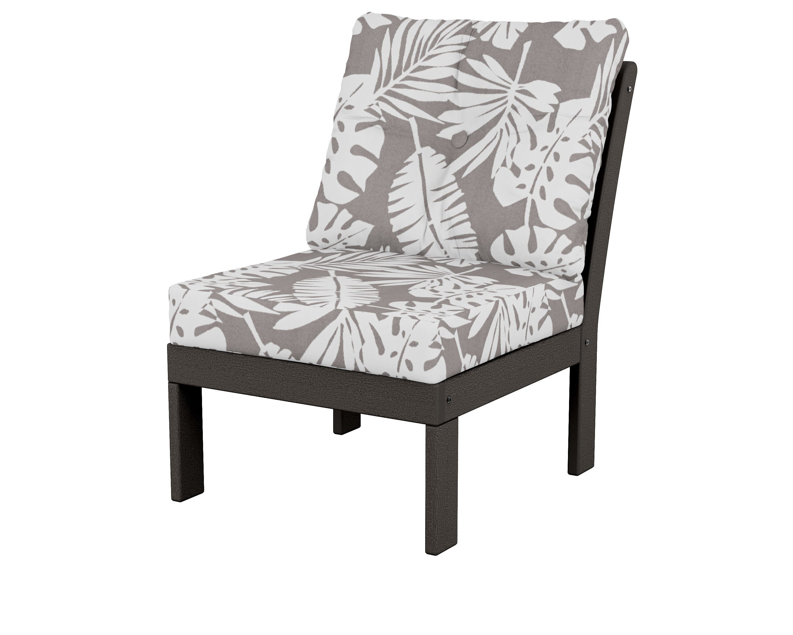 Vineyard Modular Armless Chair in Vintage Coffee / Leaf Grey Mist