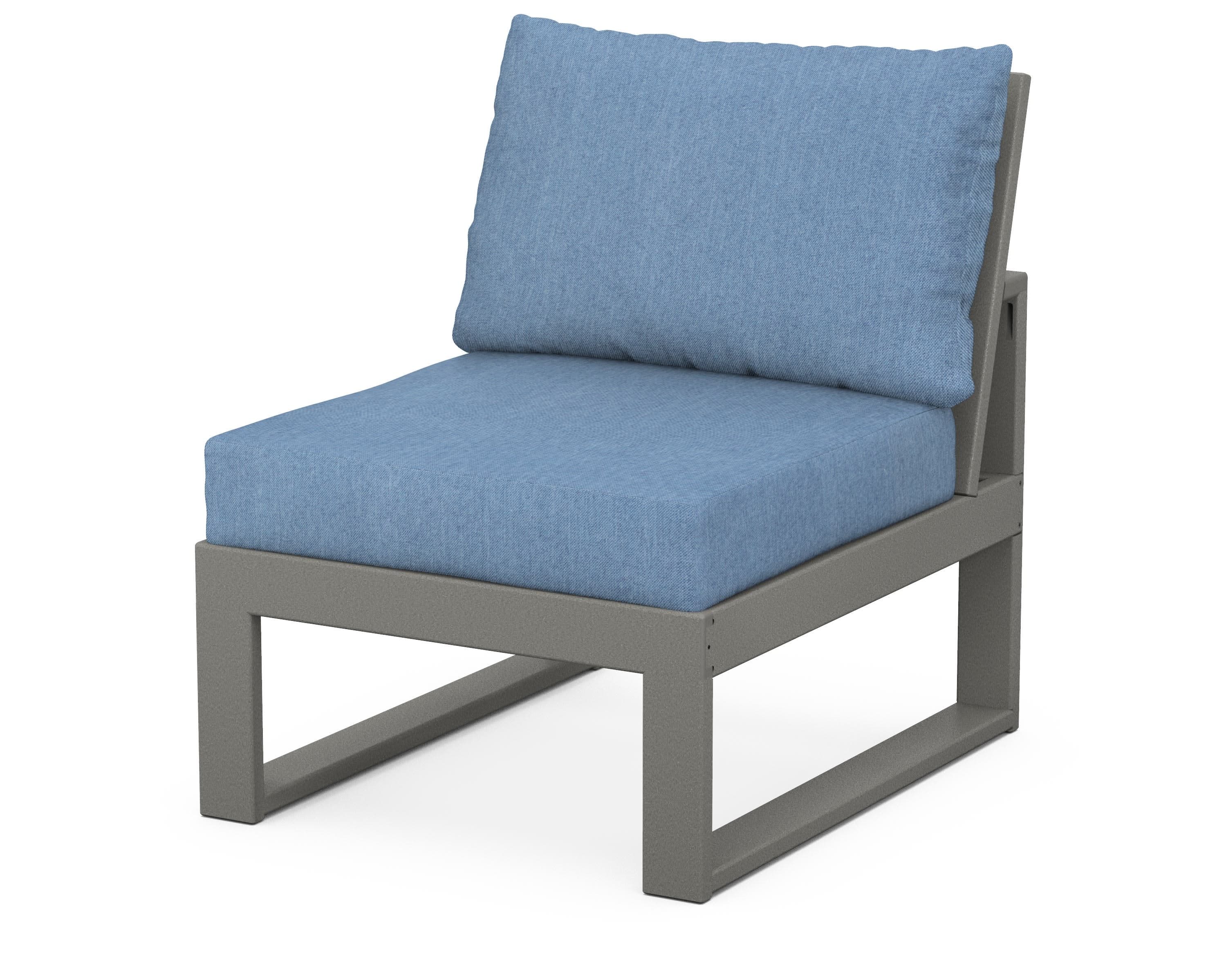 Modular Armless Chair in Slate Grey / Sky Blue