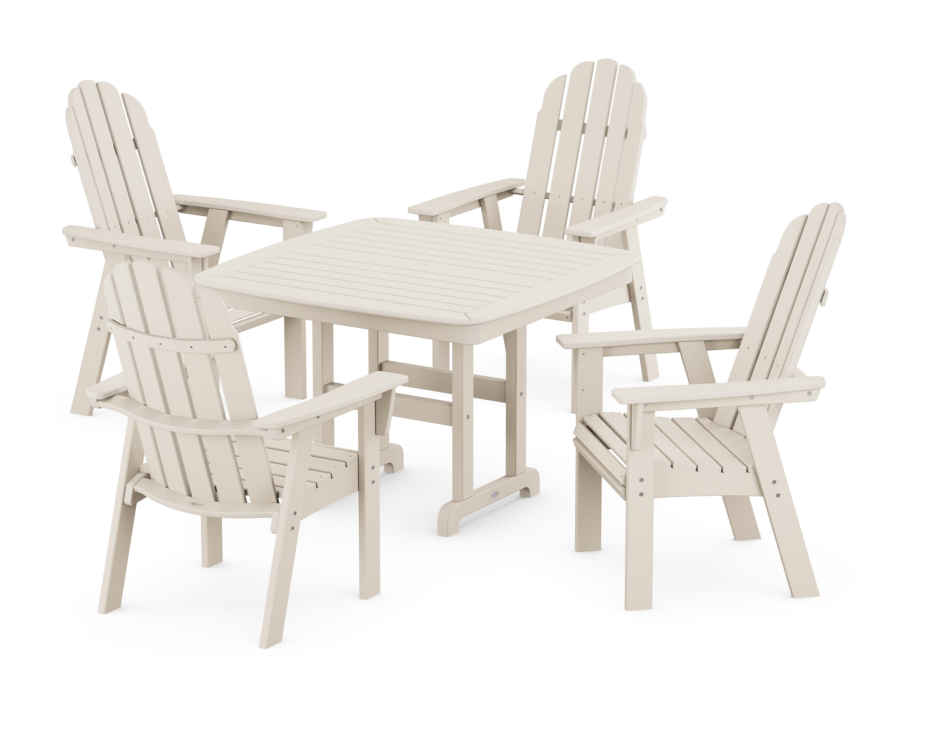 Vineyard Curveback Adirondack 5-Piece Dining Set in Sand