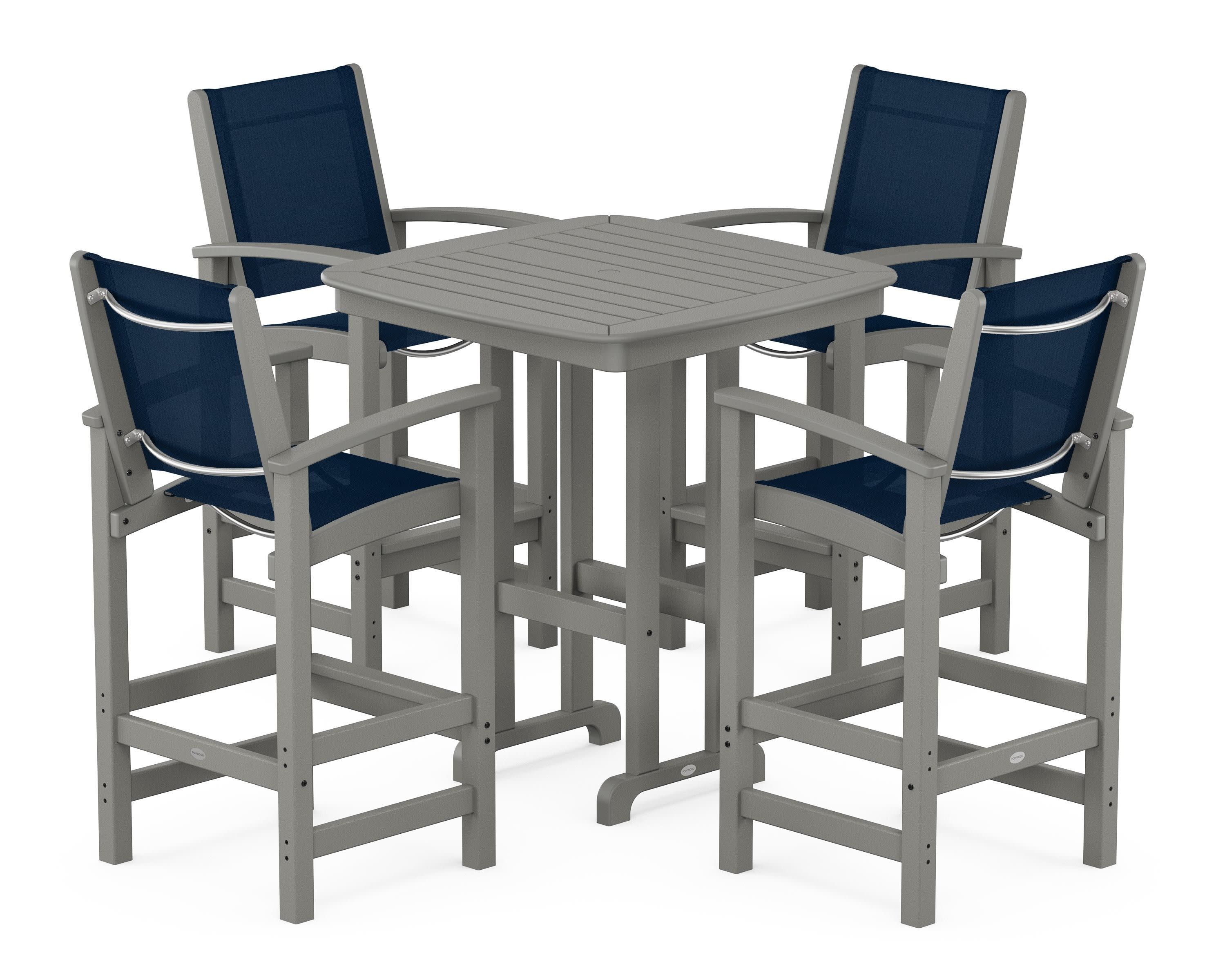 Coastal 5-Piece Bar Set in Slate Grey / Navy Blue Sling