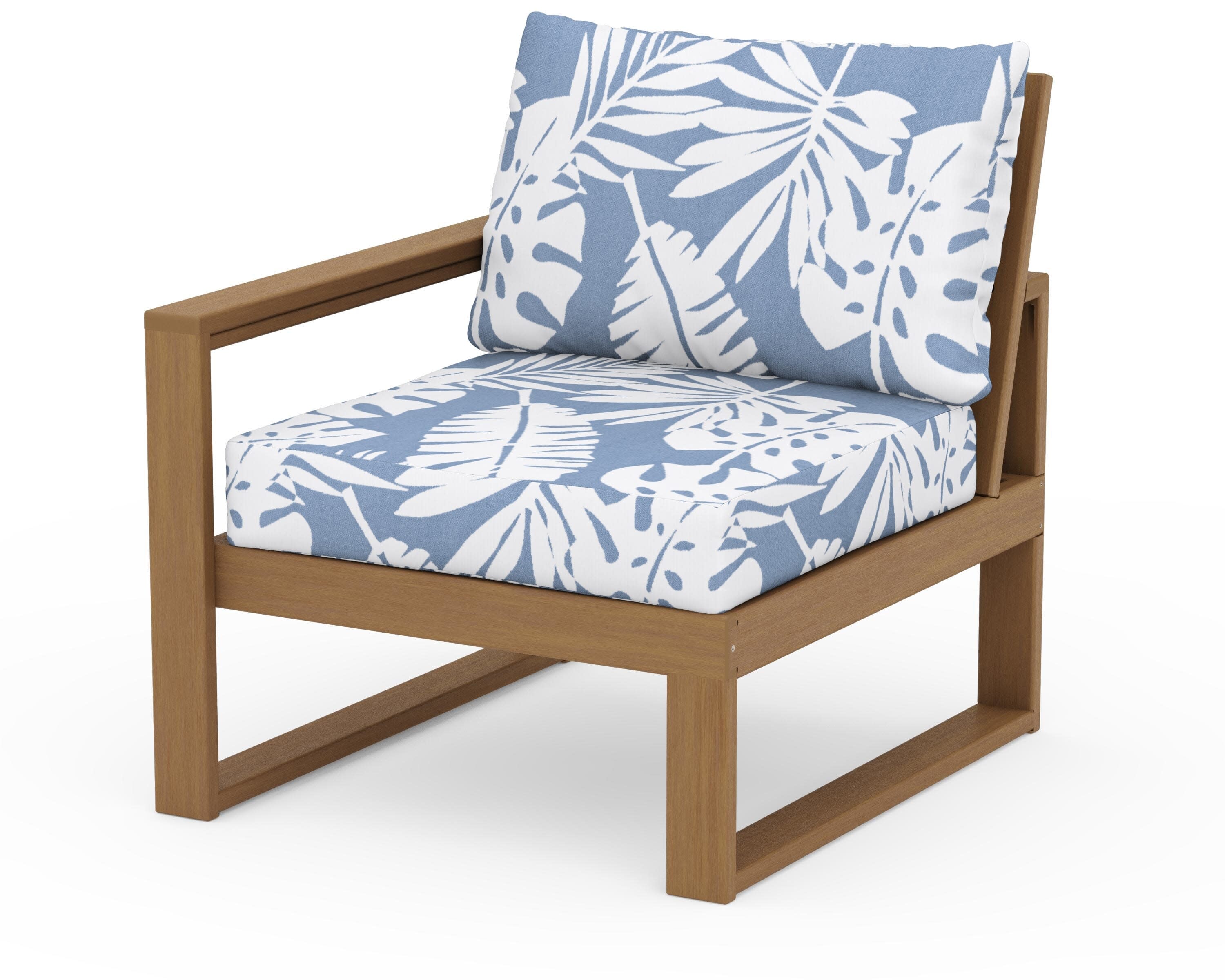 EDGE Modular Left Arm Chair in Natural / Leaf Sky Blue