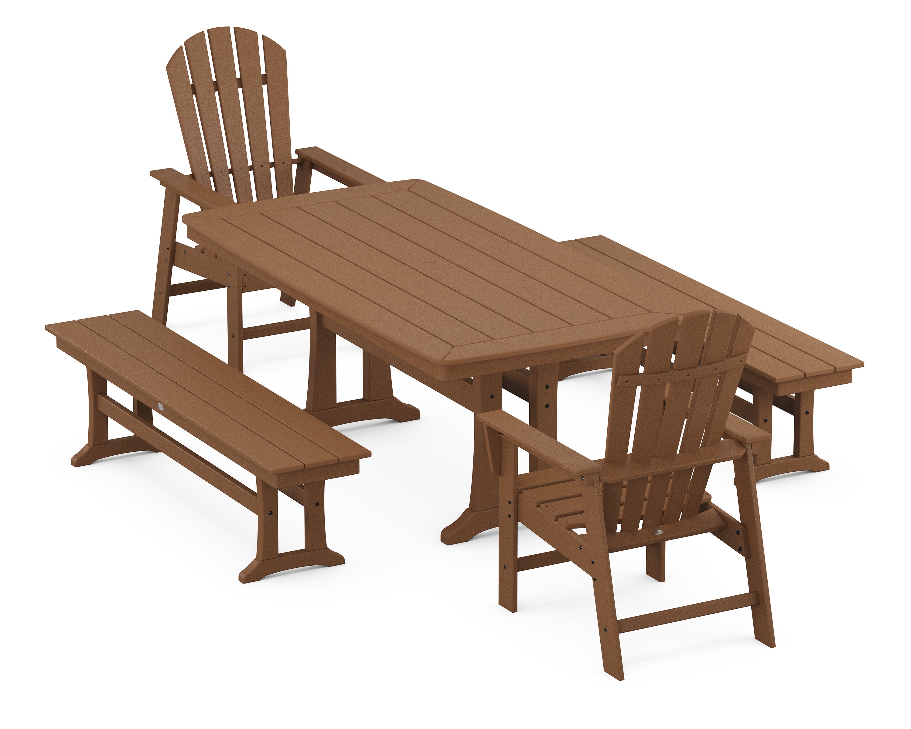 South Beach 5-Piece Dining Set with Trestle Legs in Teak