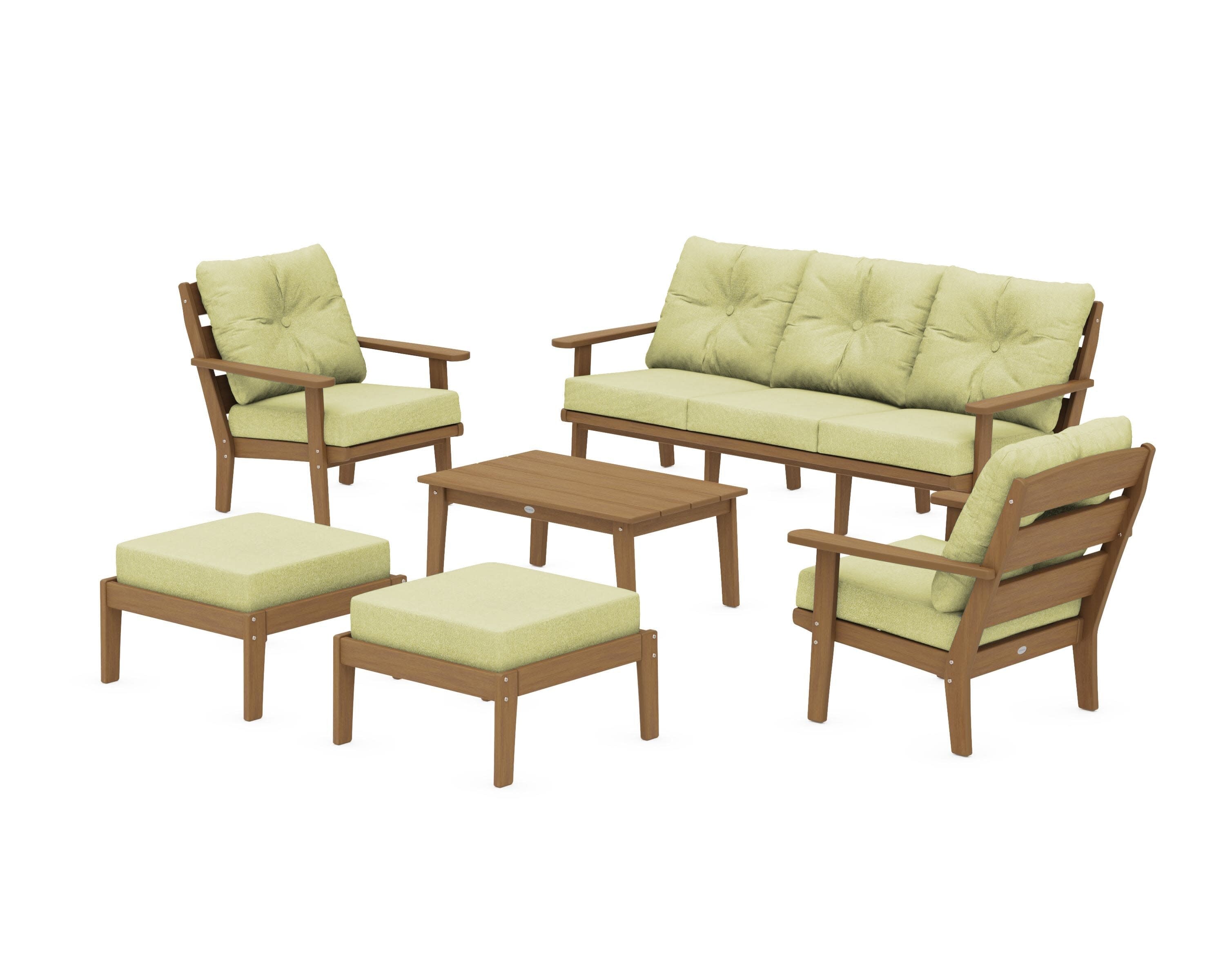 Lakeside 6-Piece Lounge Sofa Set in Natural / Chartreuse Boucle