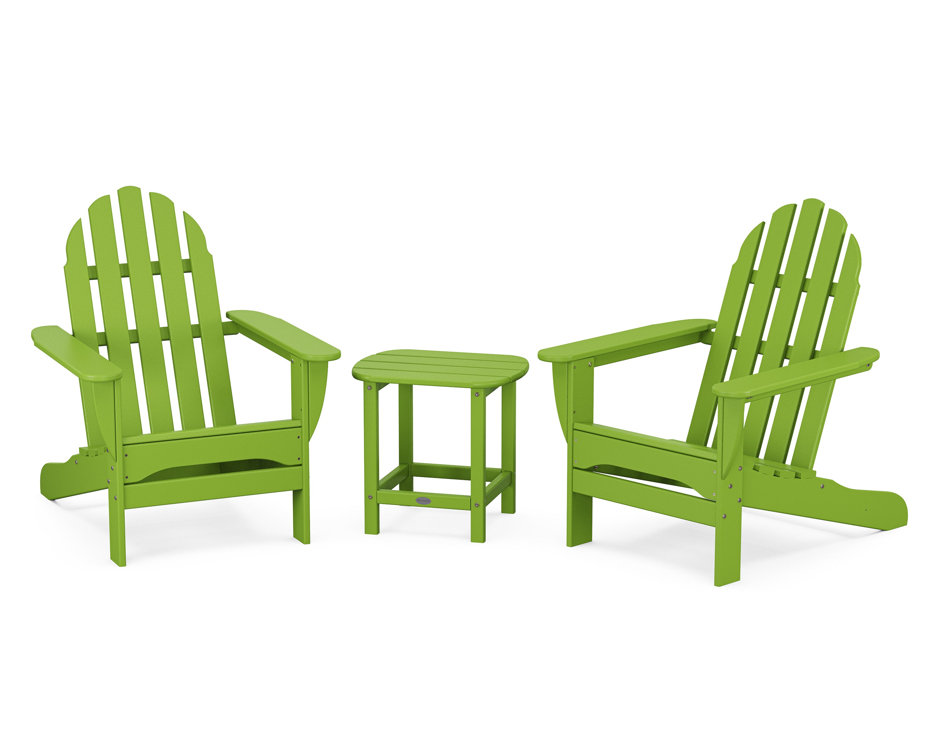 Classic Adirondack 3-Piece Set with South Beach 18" Side Table in Lime