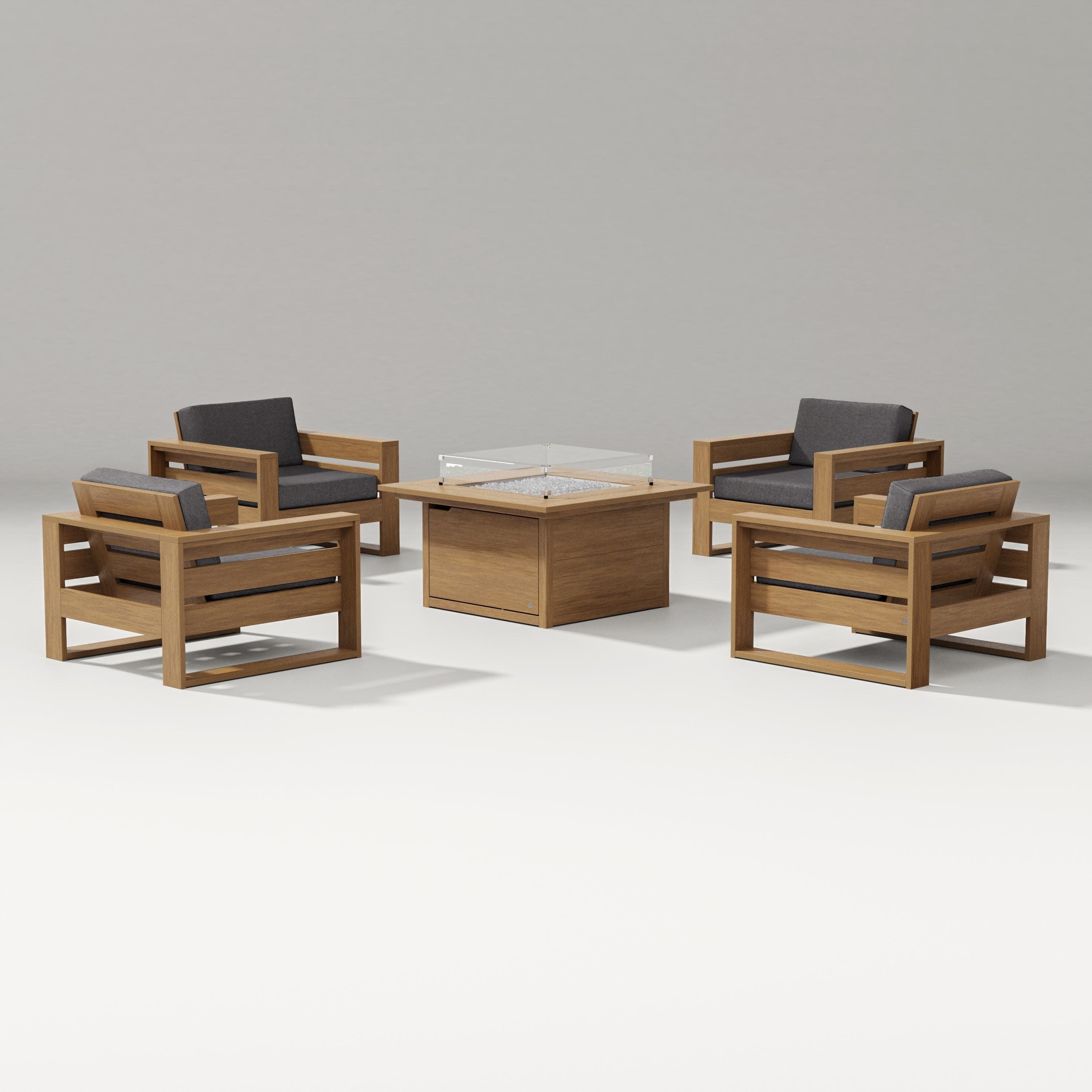 Latitude 5-Piece Lounge Fire Table Set in Natural / Ash Charcoal