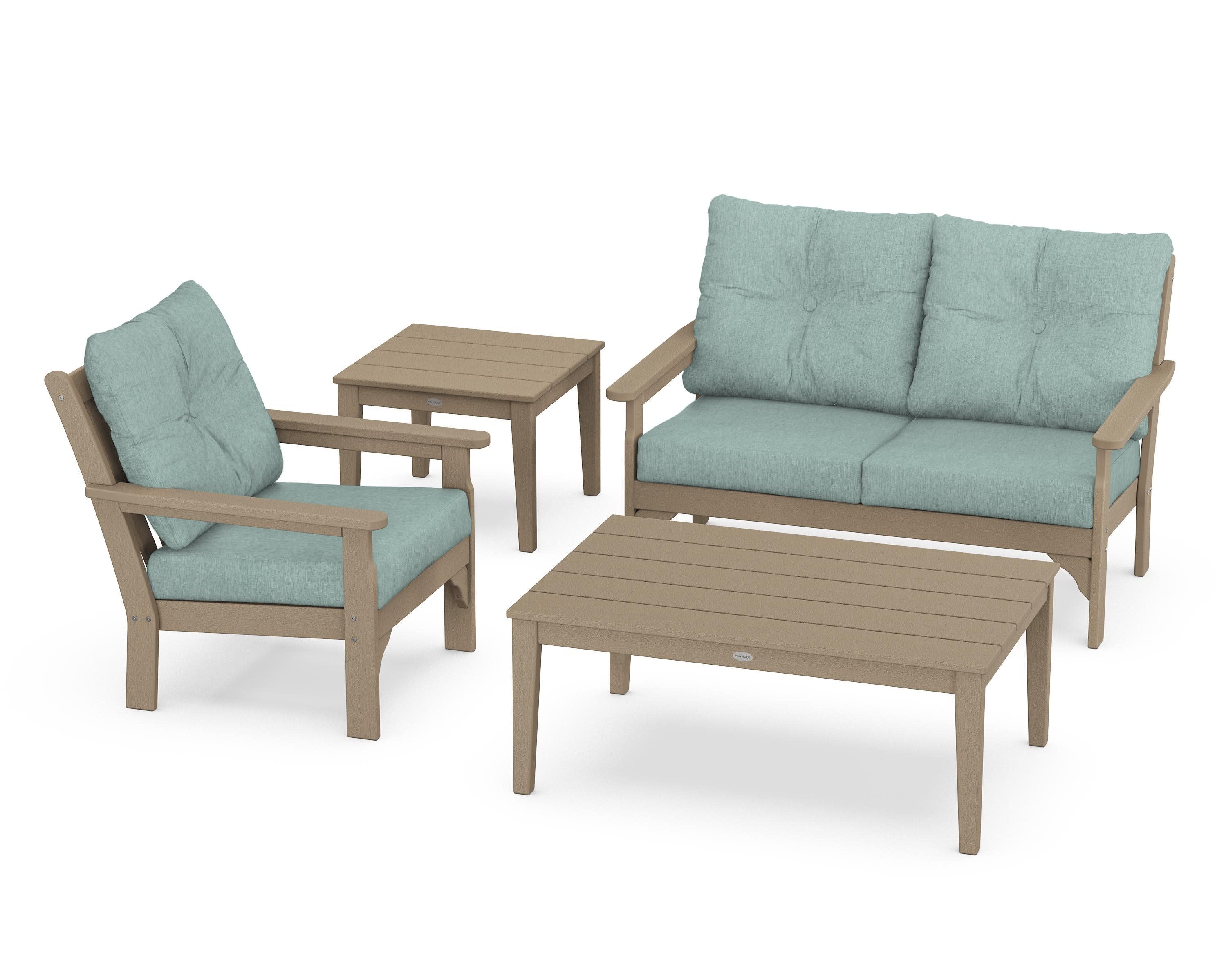 Vineyard 4-Piece Deep Seating Set in Vintage Sahara / Glacier Spa