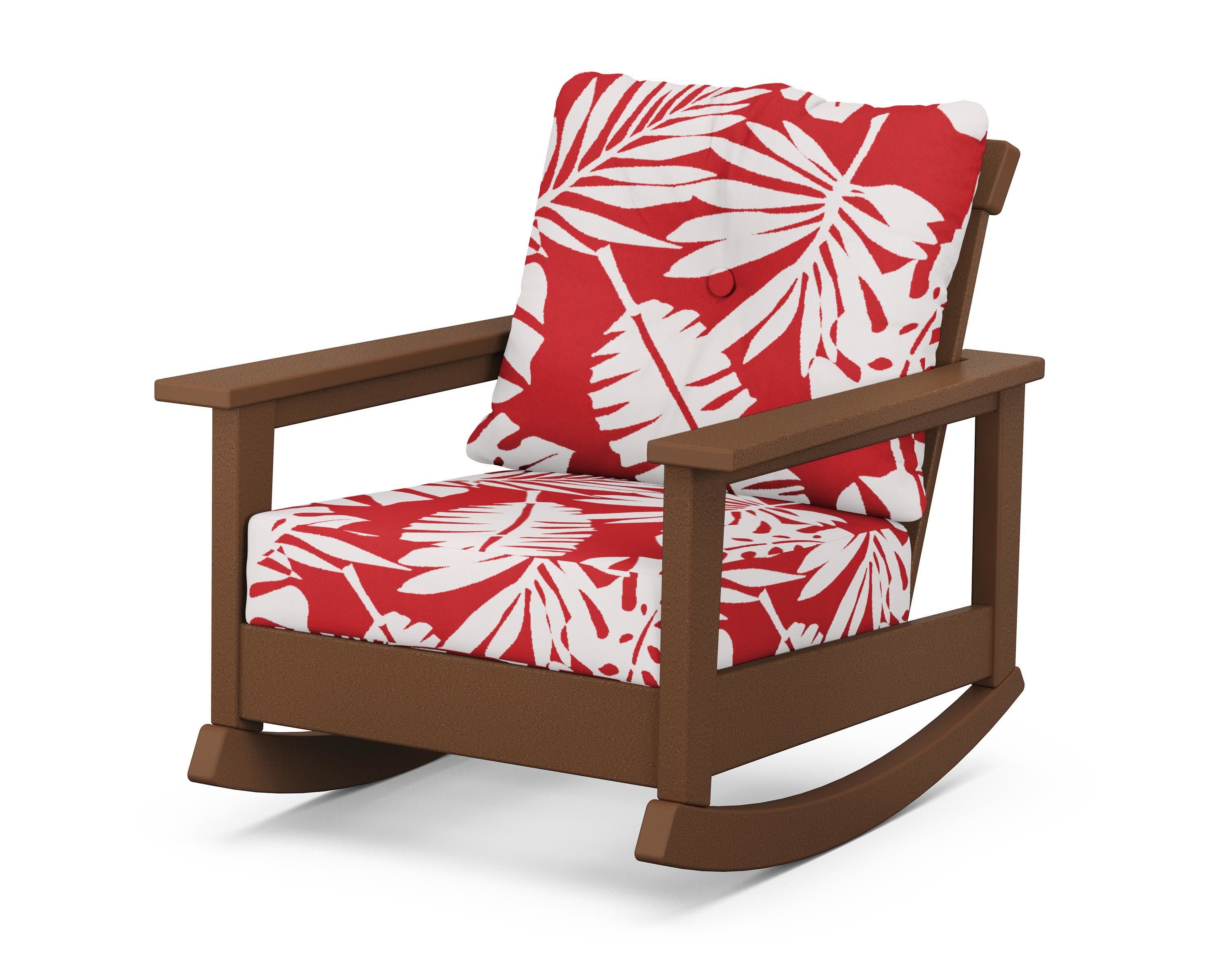 Prescott Deep Seating Rocking Chair in Teak / Leaf Crimson