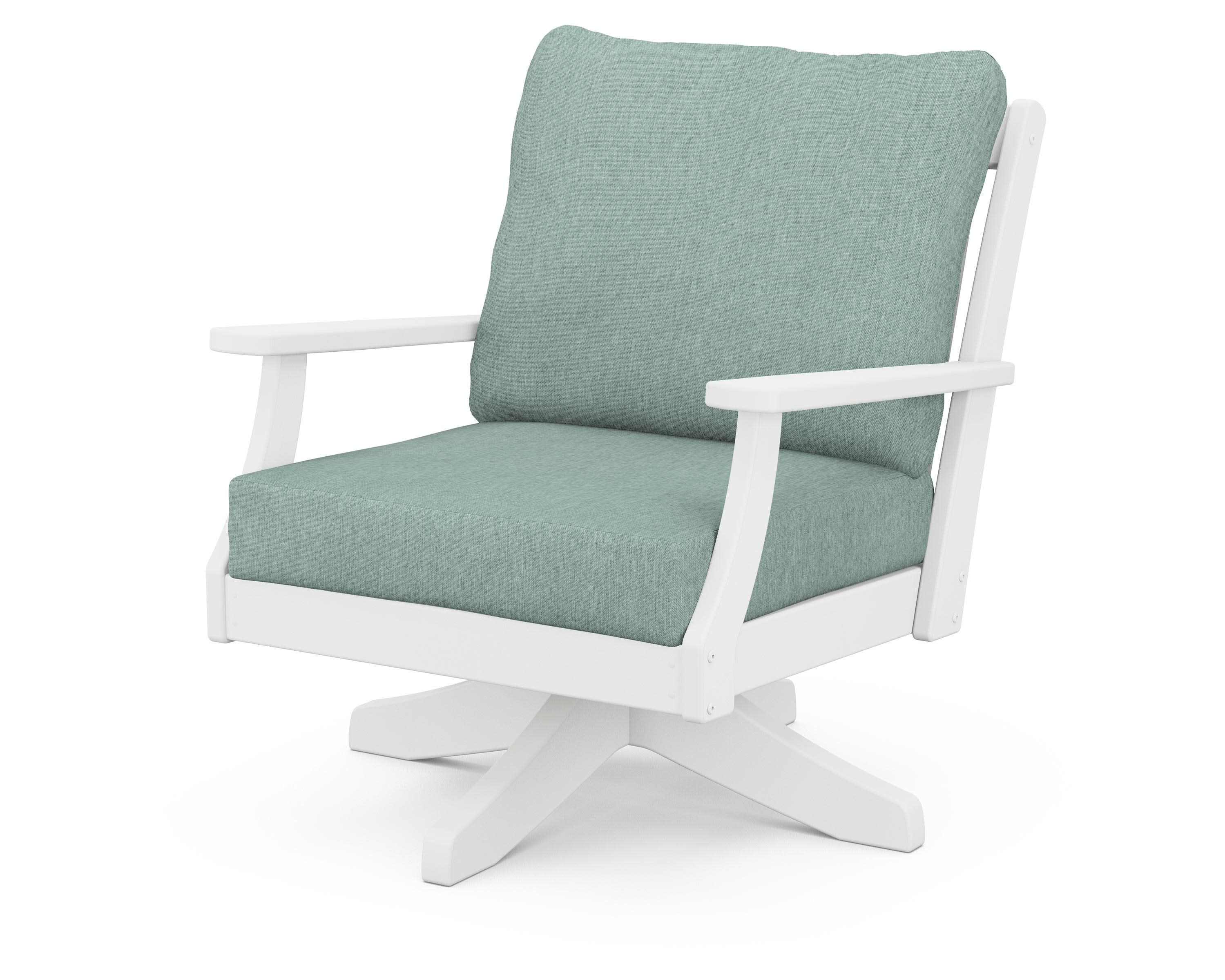 Braxton Deep Seating Swivel Chair in White / Glacier Spa