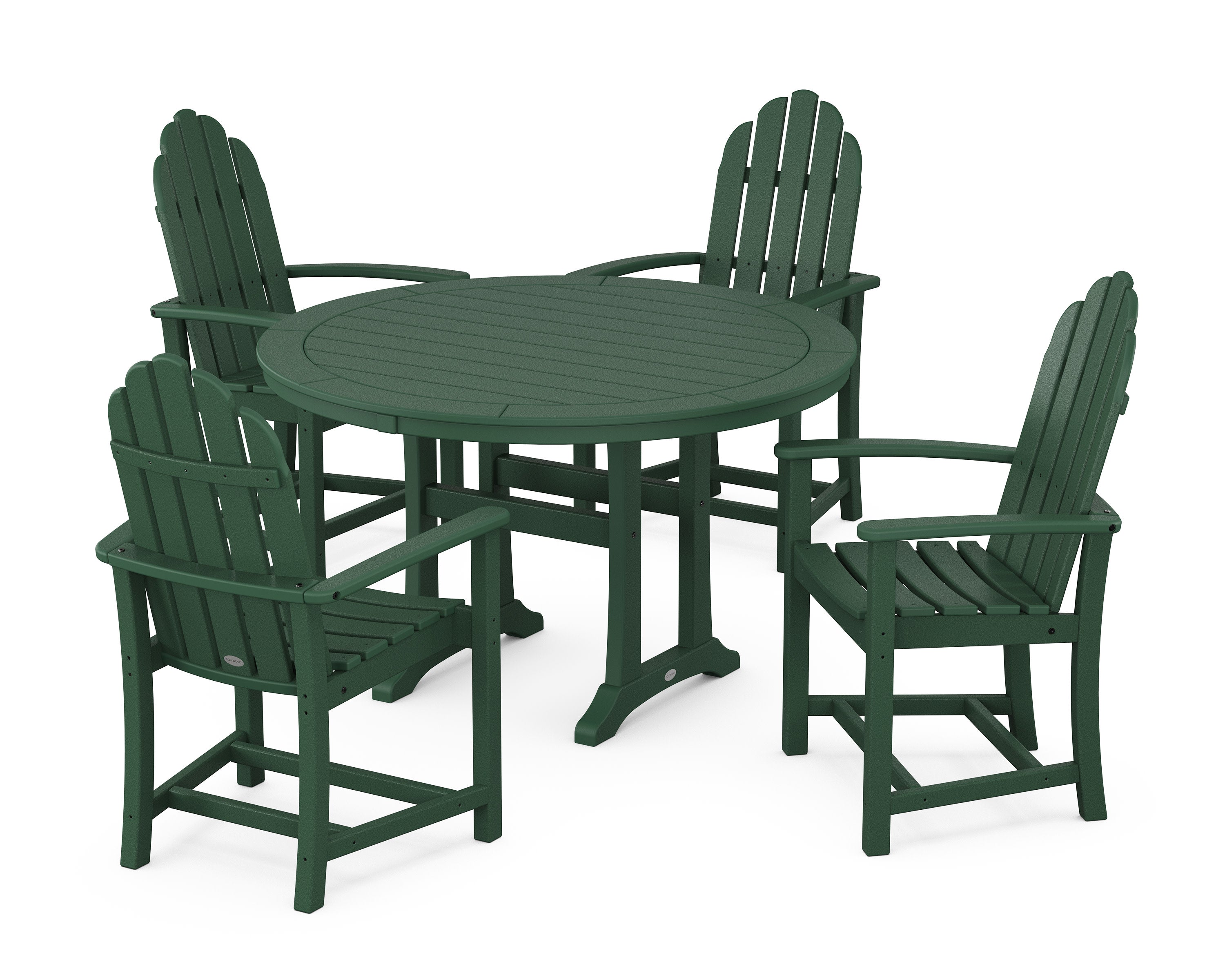 Classic Adirondack 5-Piece Round Dining Set with Trestle Legs in Green