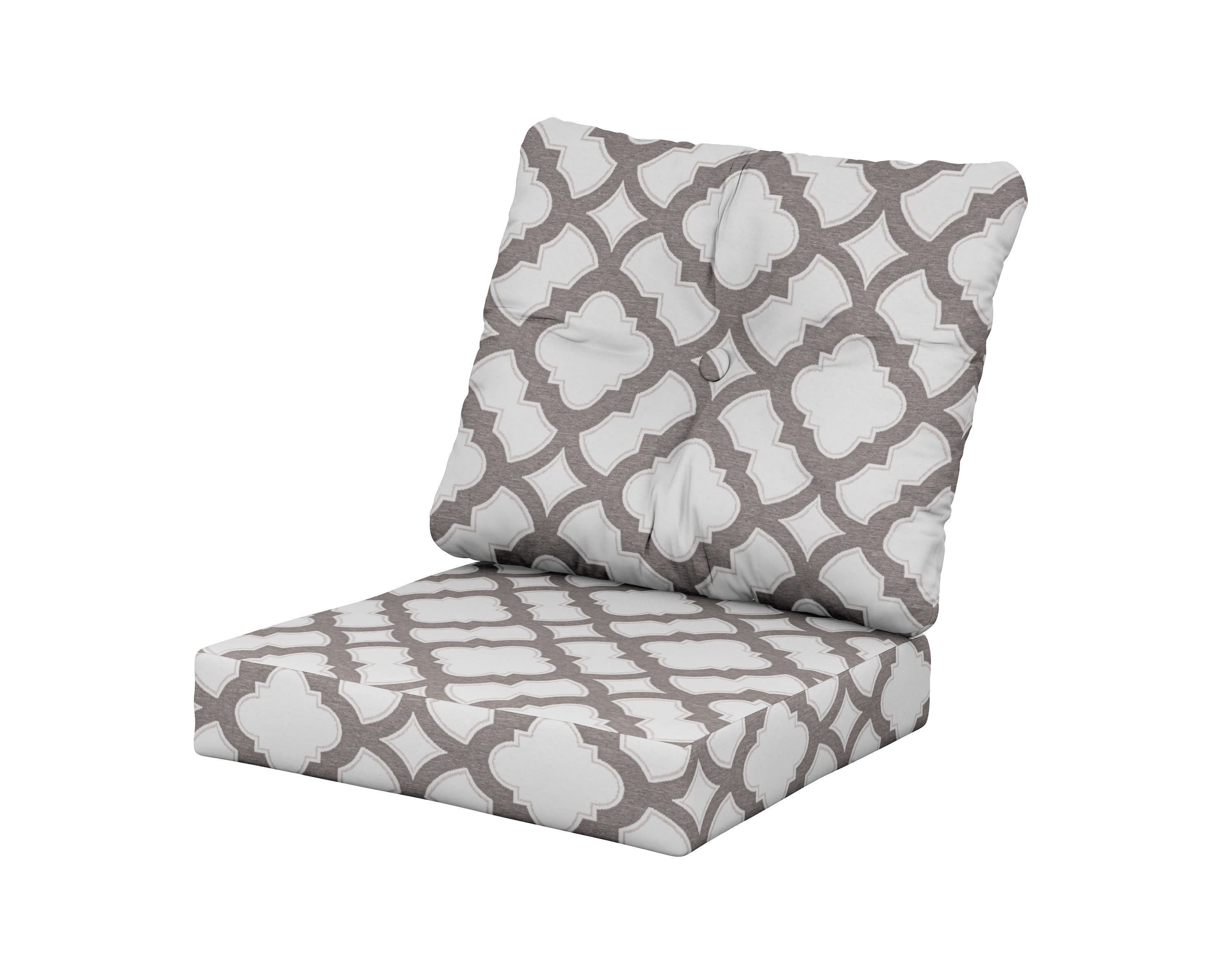 Vineyard Seat/Back Cushion in Trellis Grey Mist