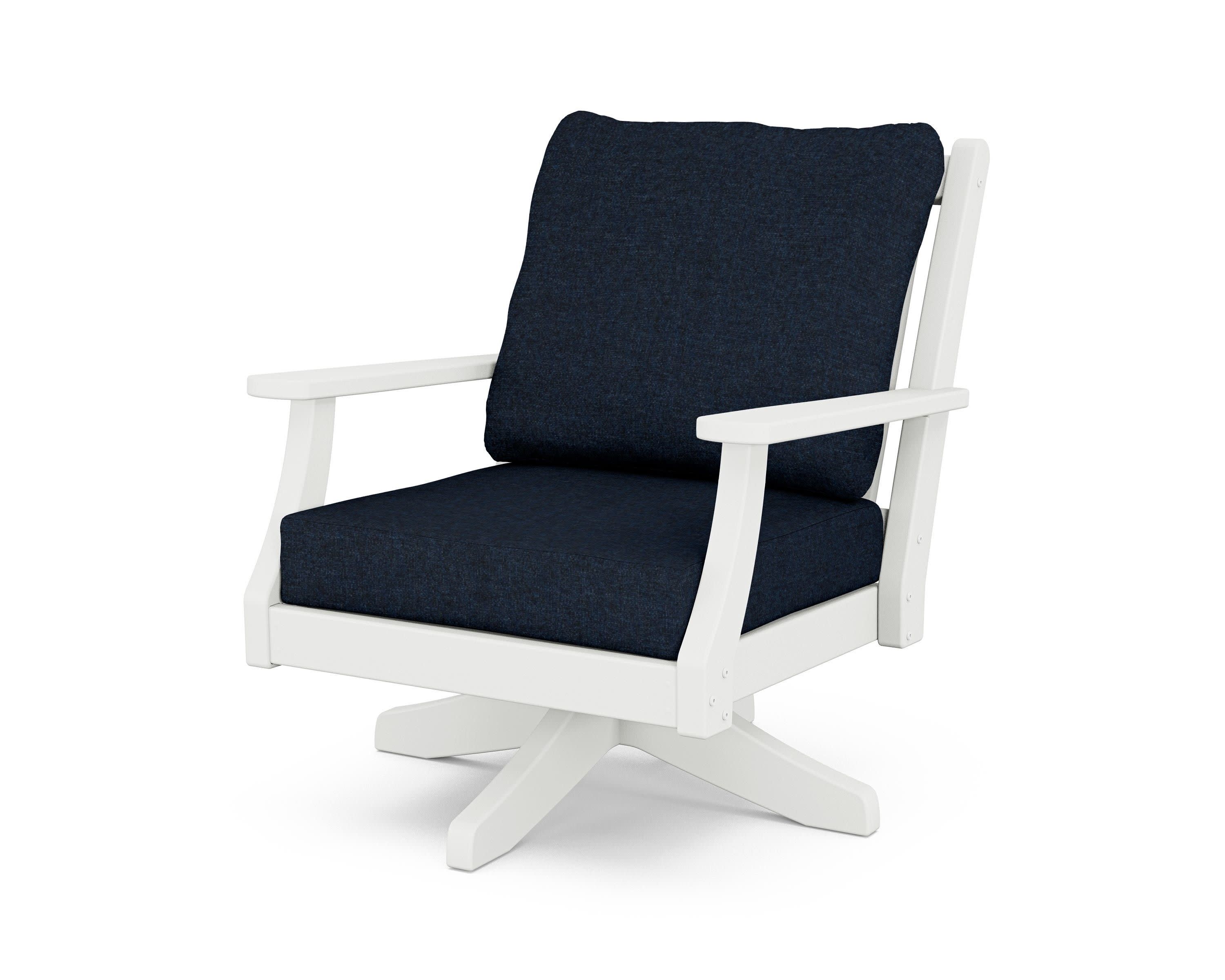 Wovendale Deep Seating Swivel Chair in White / Marine Indigo
