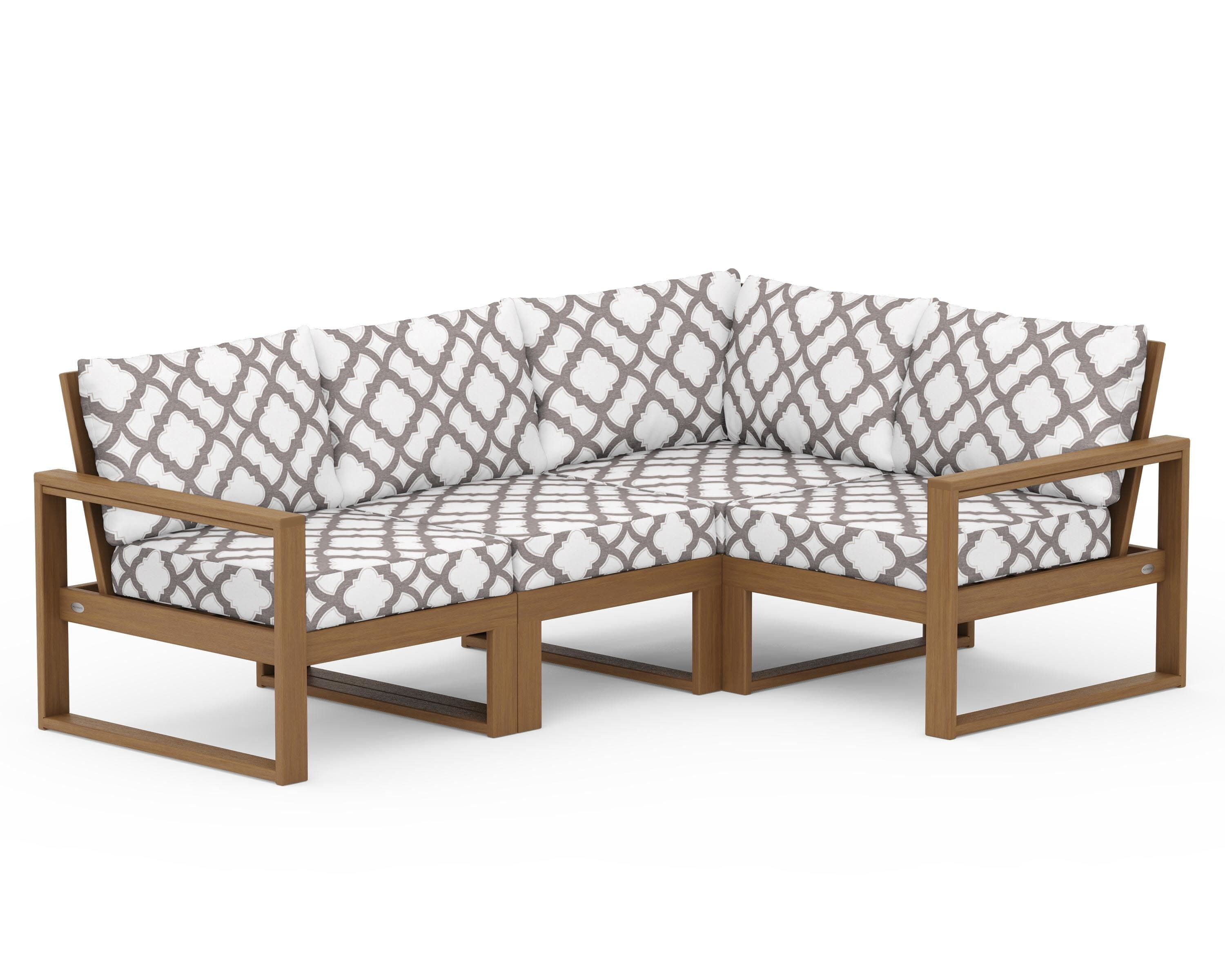 EDGE 4-Piece Modular Deep Seating Set in Natural / Trellis Grey Mist
