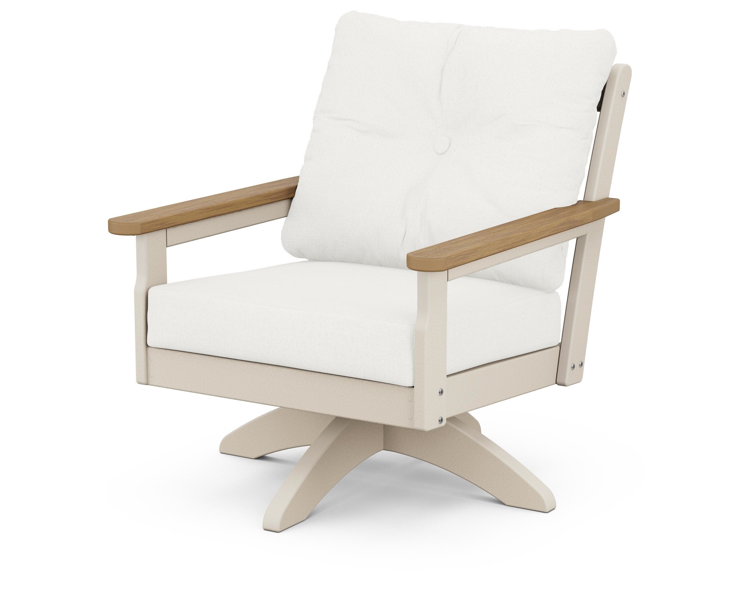 Vineyard Deep Seating Swivel Chair in Sand / Natural / Natural Linen