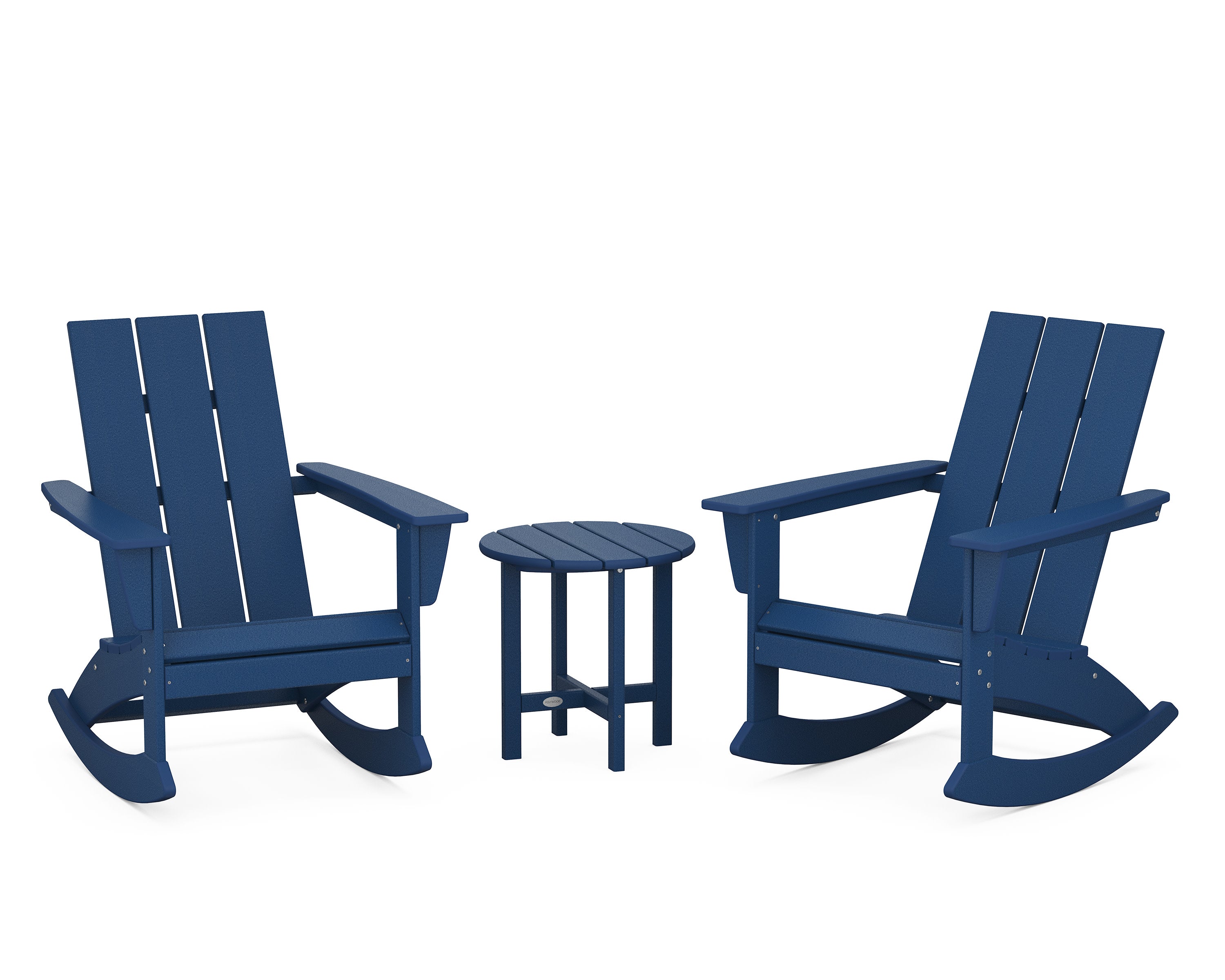 Modern 3-Piece Adirondack Rocking Chair Set in Navy