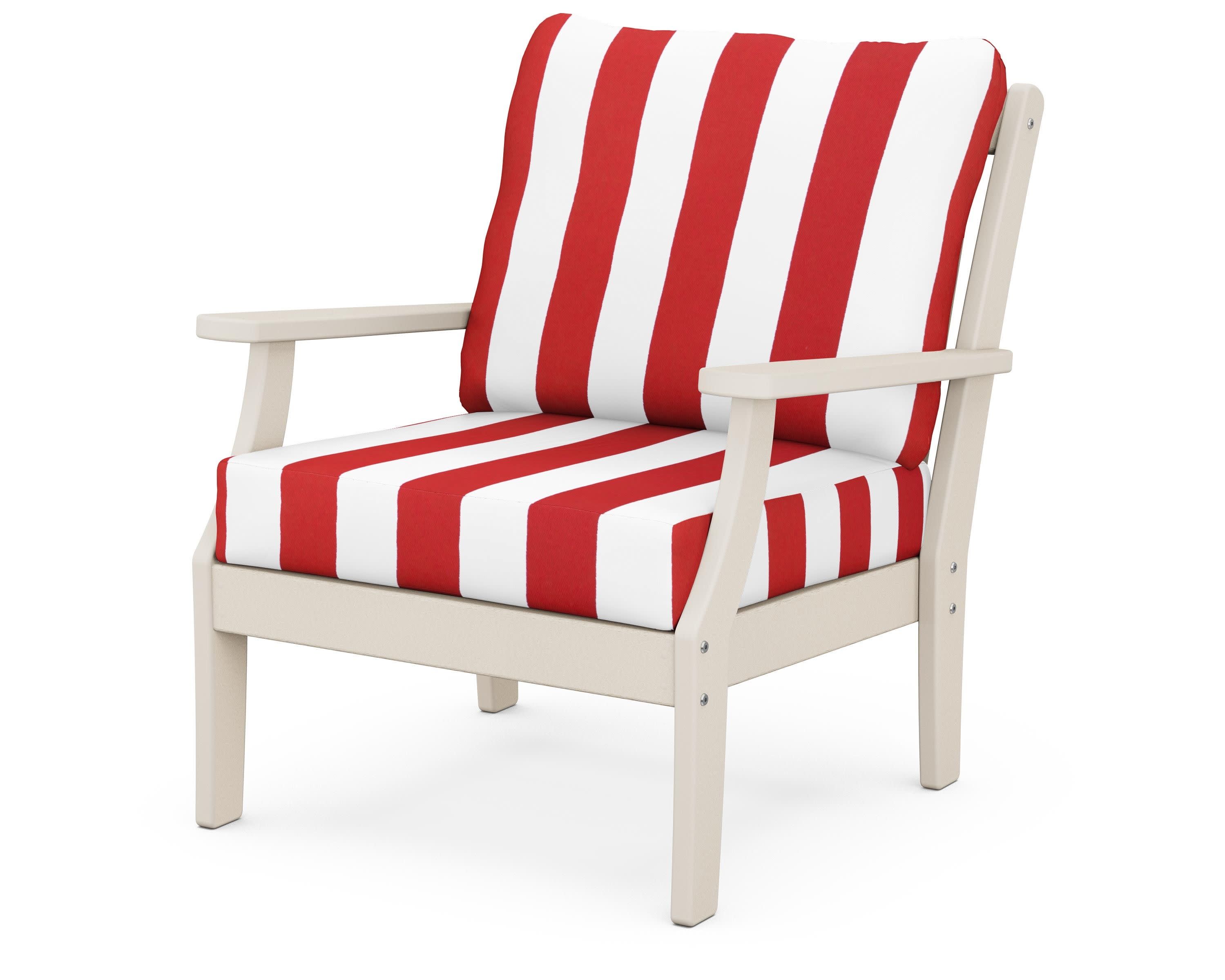 Braxton Deep Seating Chair in Sand / Cabana Stripe Crimson