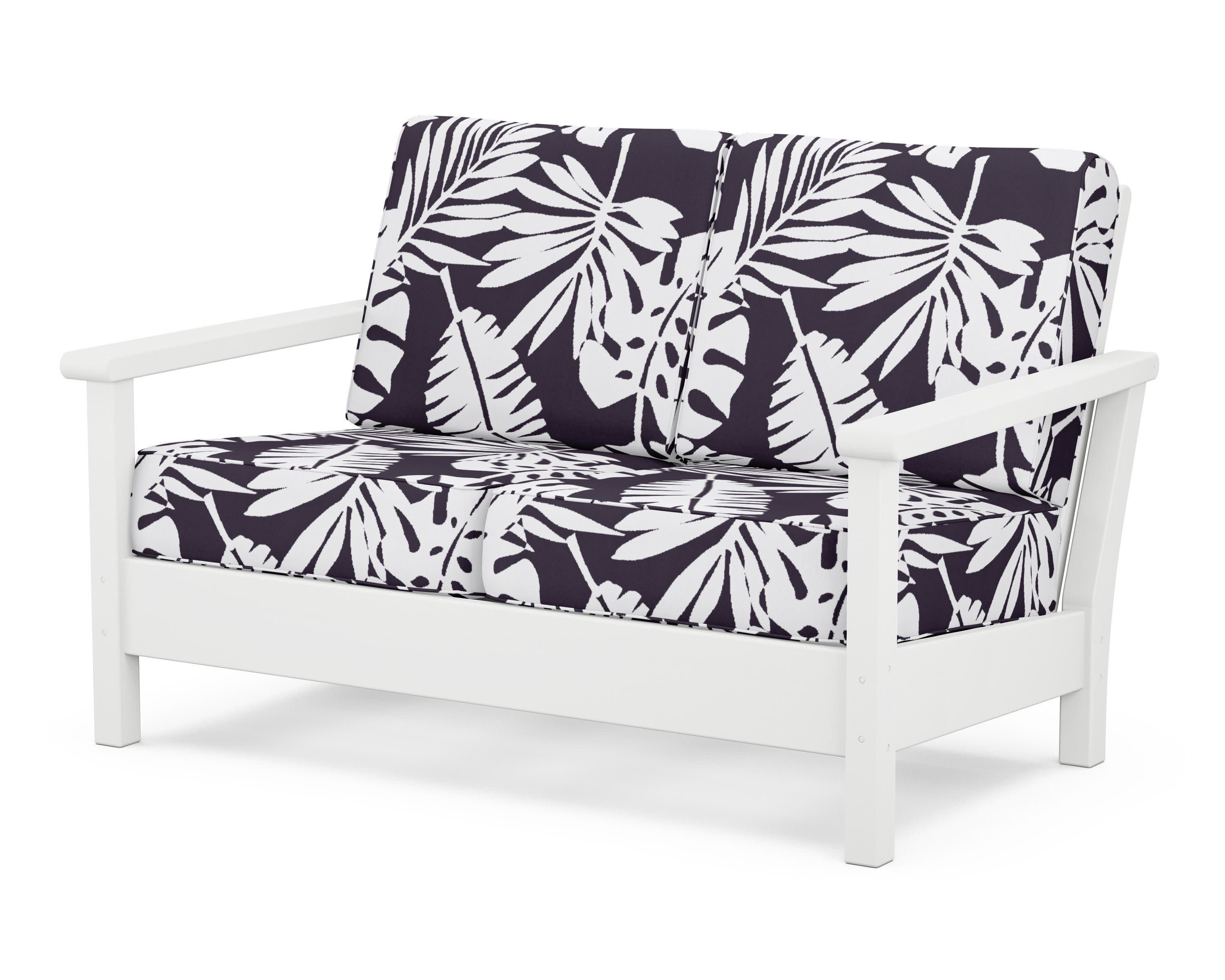 Harbour Deep Seating Loveseat in White / Leaf Navy
