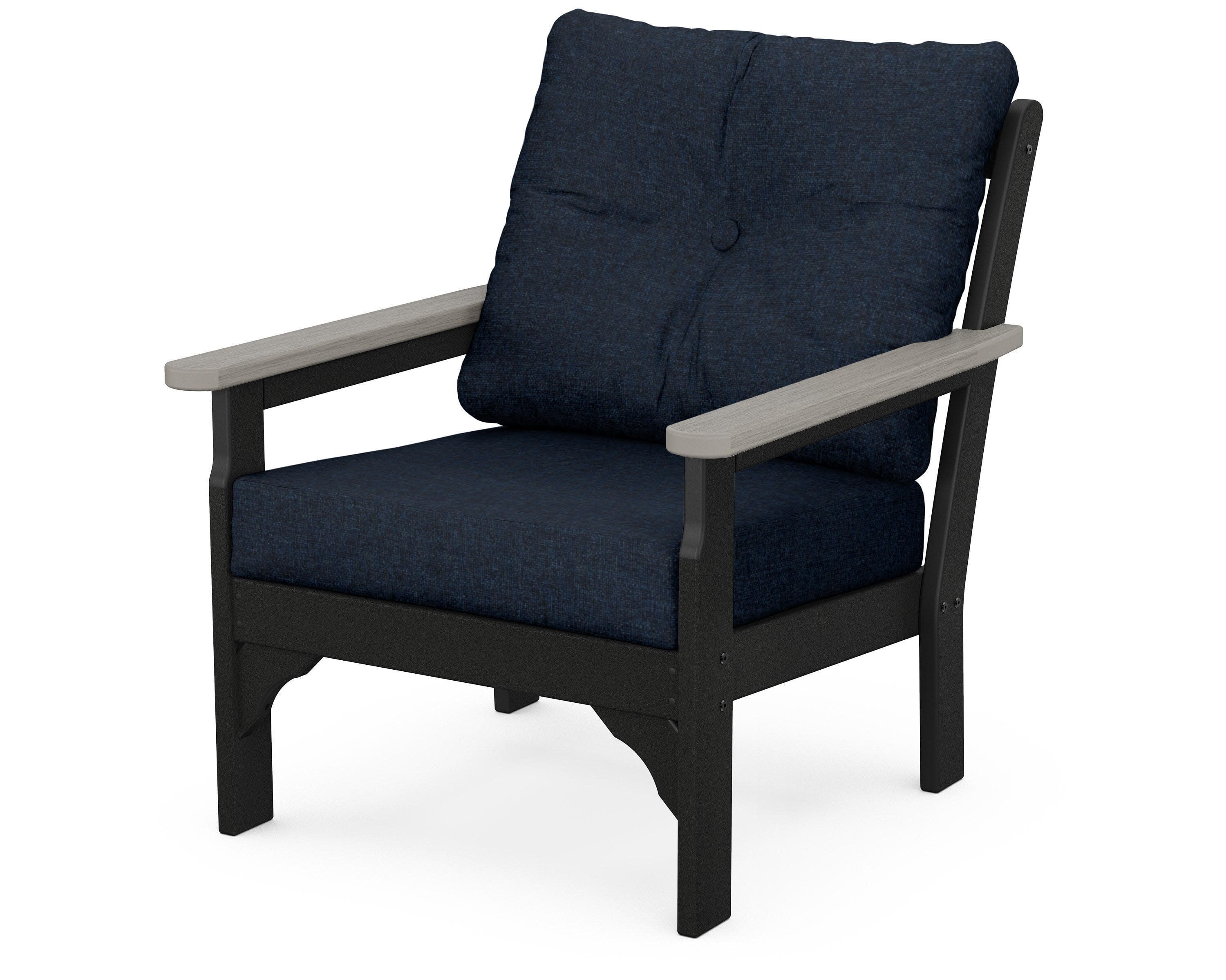 Vineyard Deep Seating Chair in Black / Driftwood / Marine Indigo