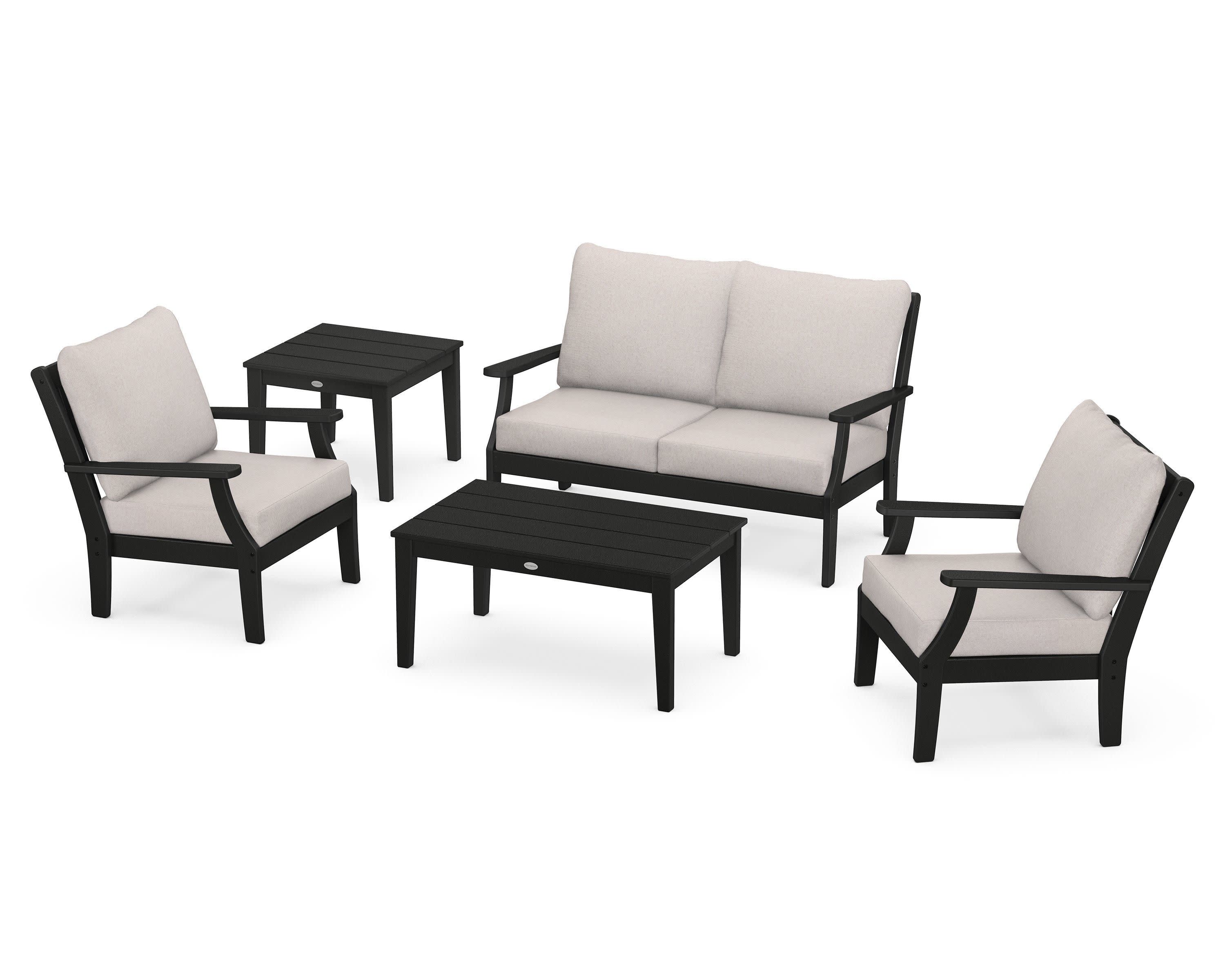 Braxton 5-Piece Deep Seating Set in Black / Dune Burlap
