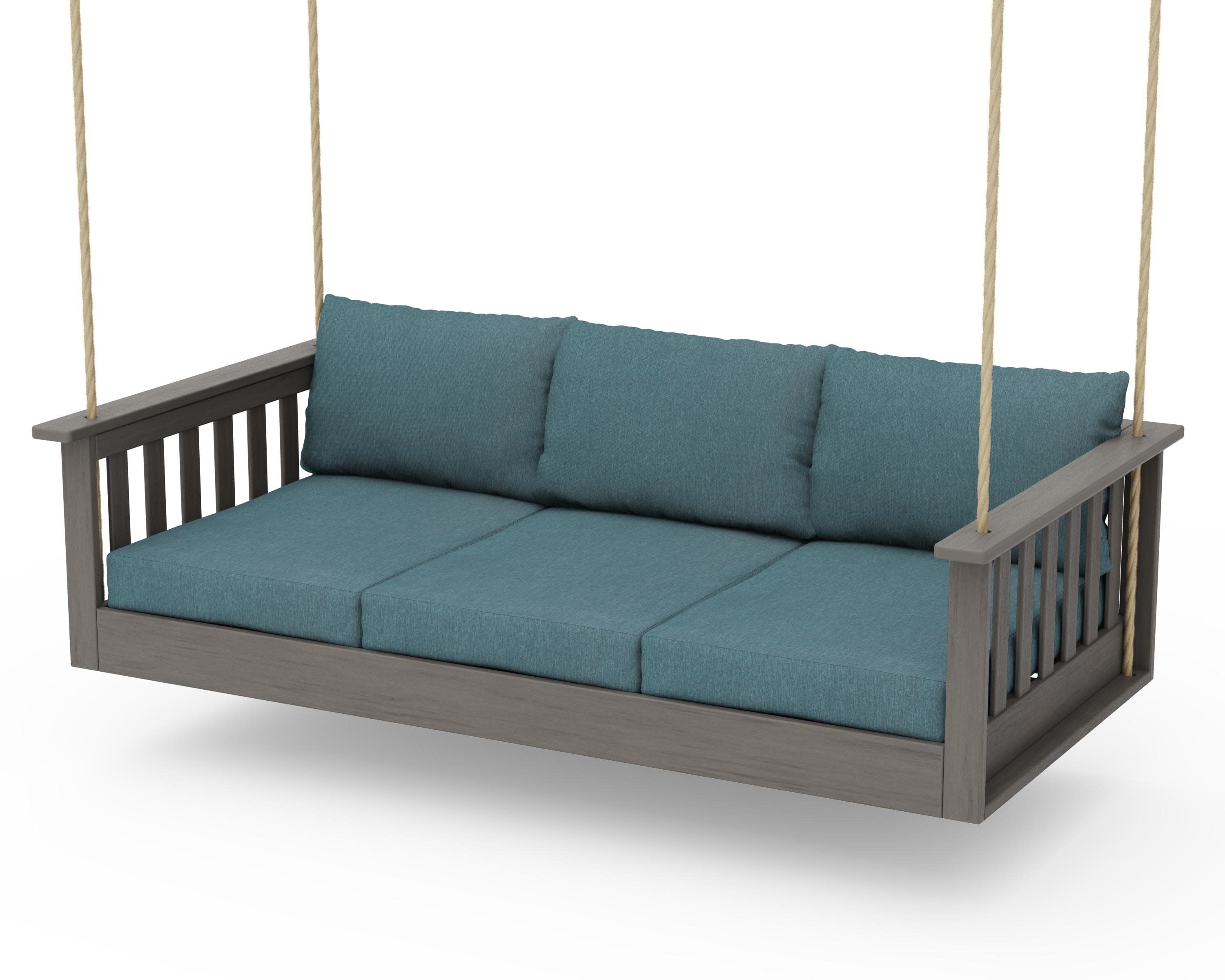 Vineyard Daybed Swing in Driftwood / Ocean Teal