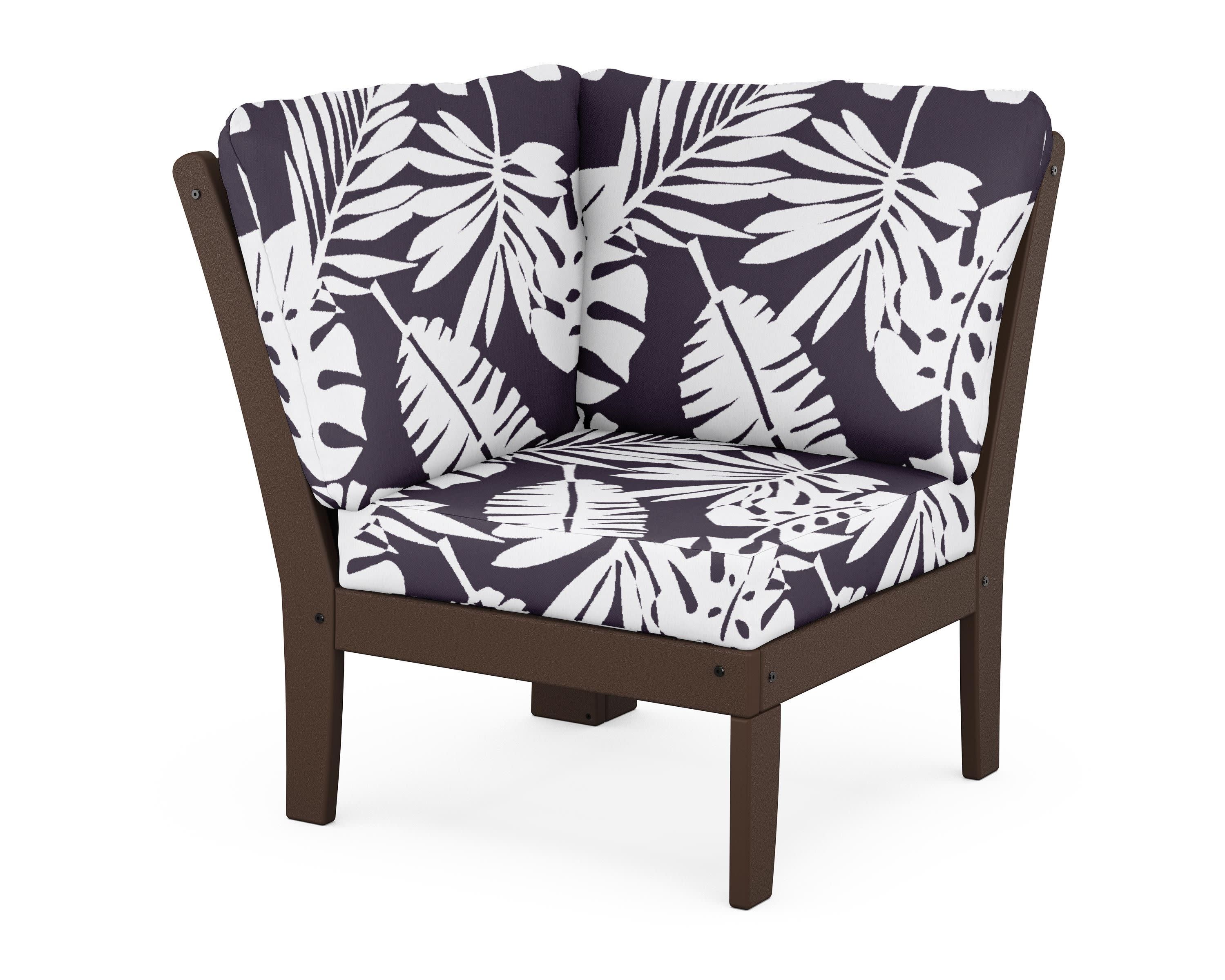 Braxton Modular Corner Chair in Mahogany / Leaf Navy
