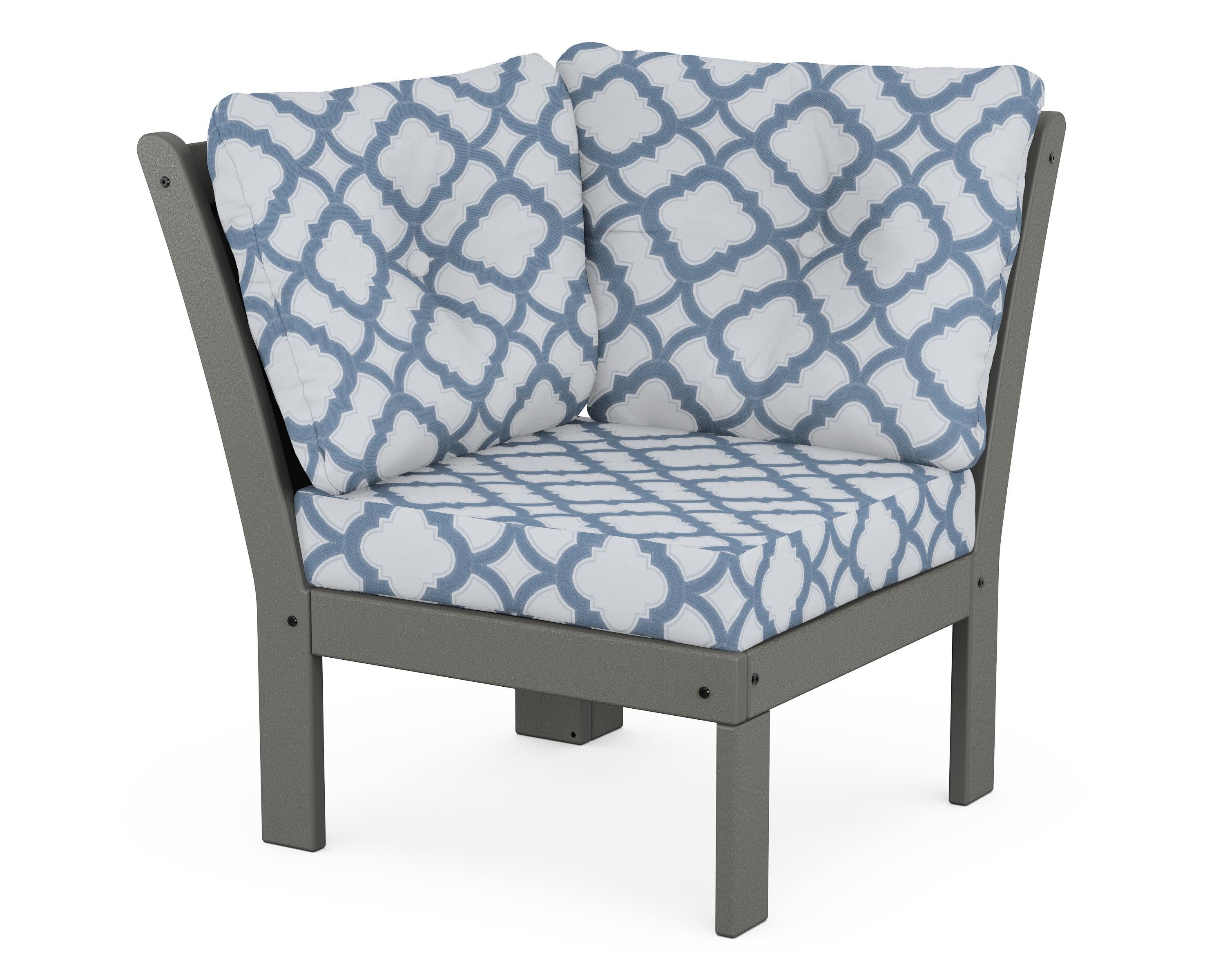 Vineyard Modular Corner Chair in Slate Grey / Trellis Sky Blue