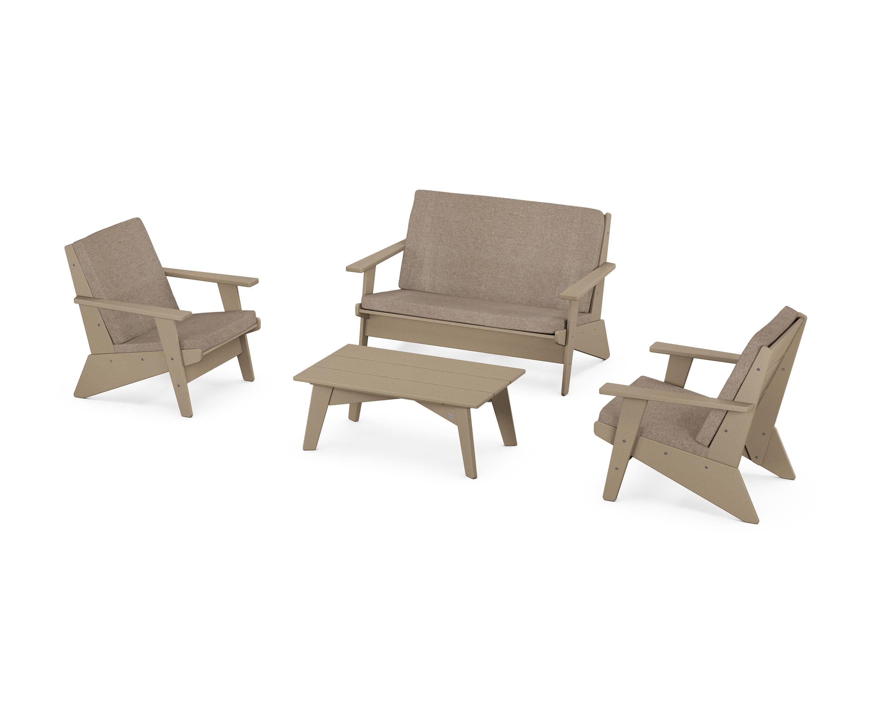 Riviera Modern Lounge 4-Piece Set in Vintage Sahara / Spiced Burlap