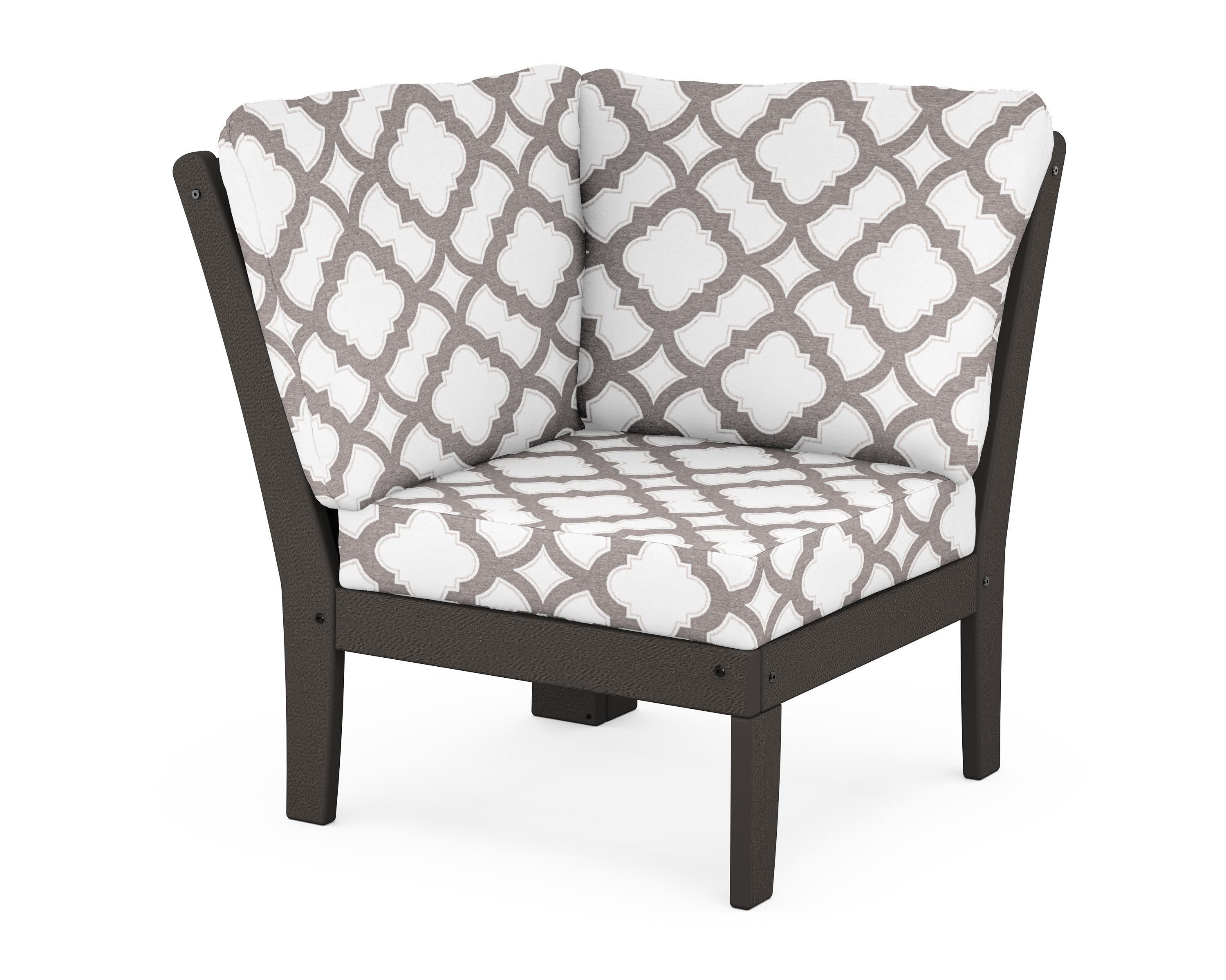 Braxton Modular Corner Chair in Vintage Coffee / Trellis Grey Mist