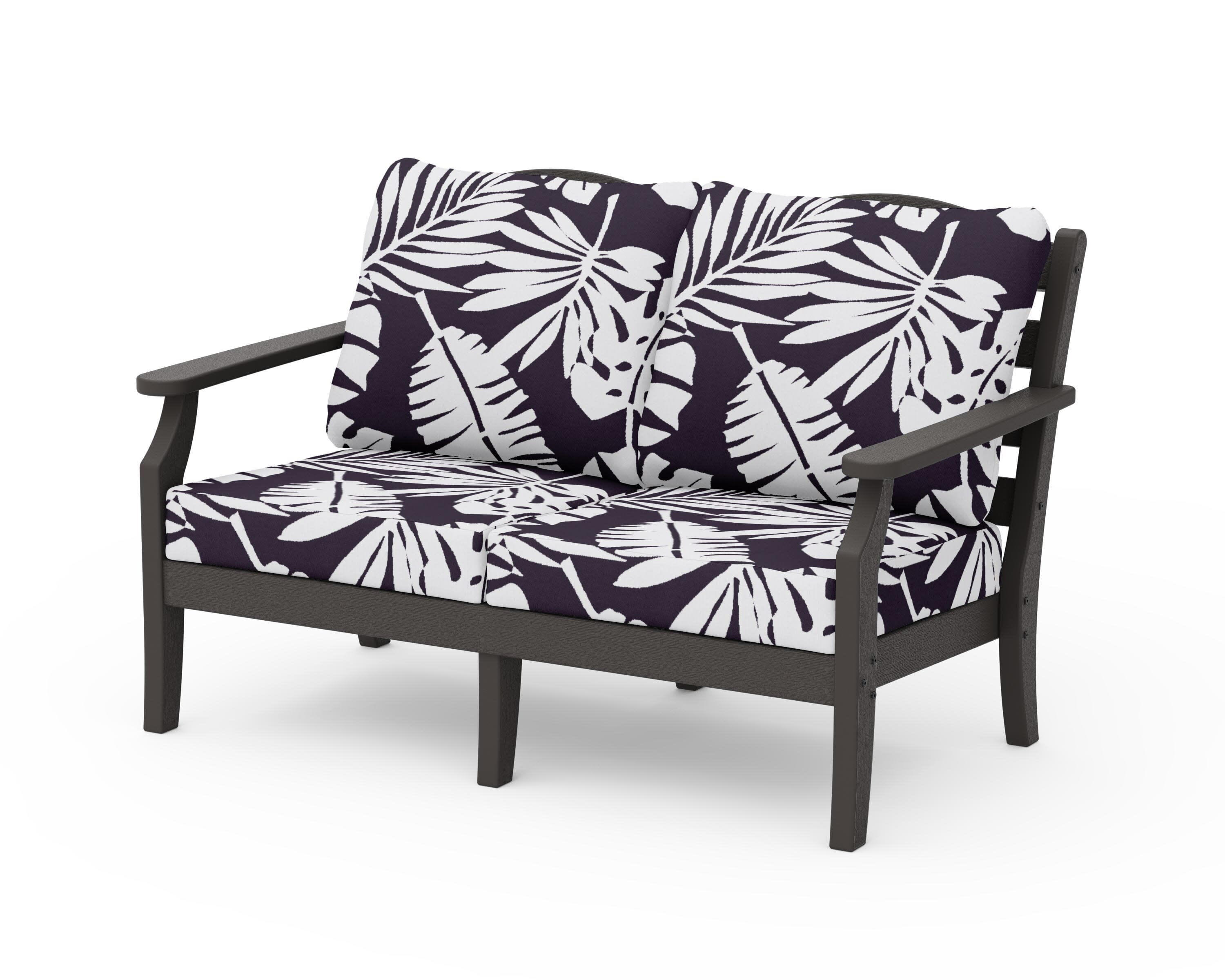 Savannah Deep Seating Loveseat in Vintage Coffee / Leaf Navy