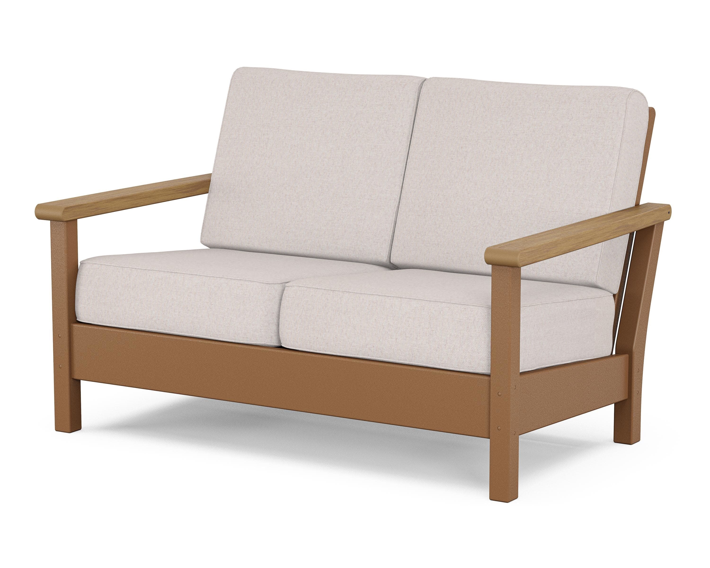 Harbour Deep Seating Loveseat in Teak / Natural / Dune Burlap