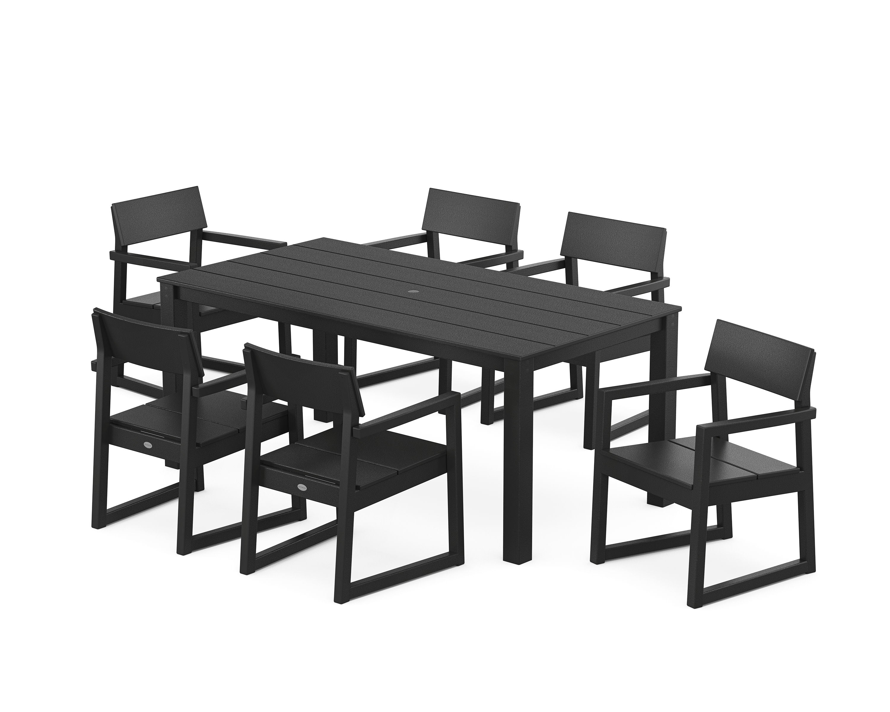 EDGE Arm Chair 7-Piece Parsons Dining Set in Black