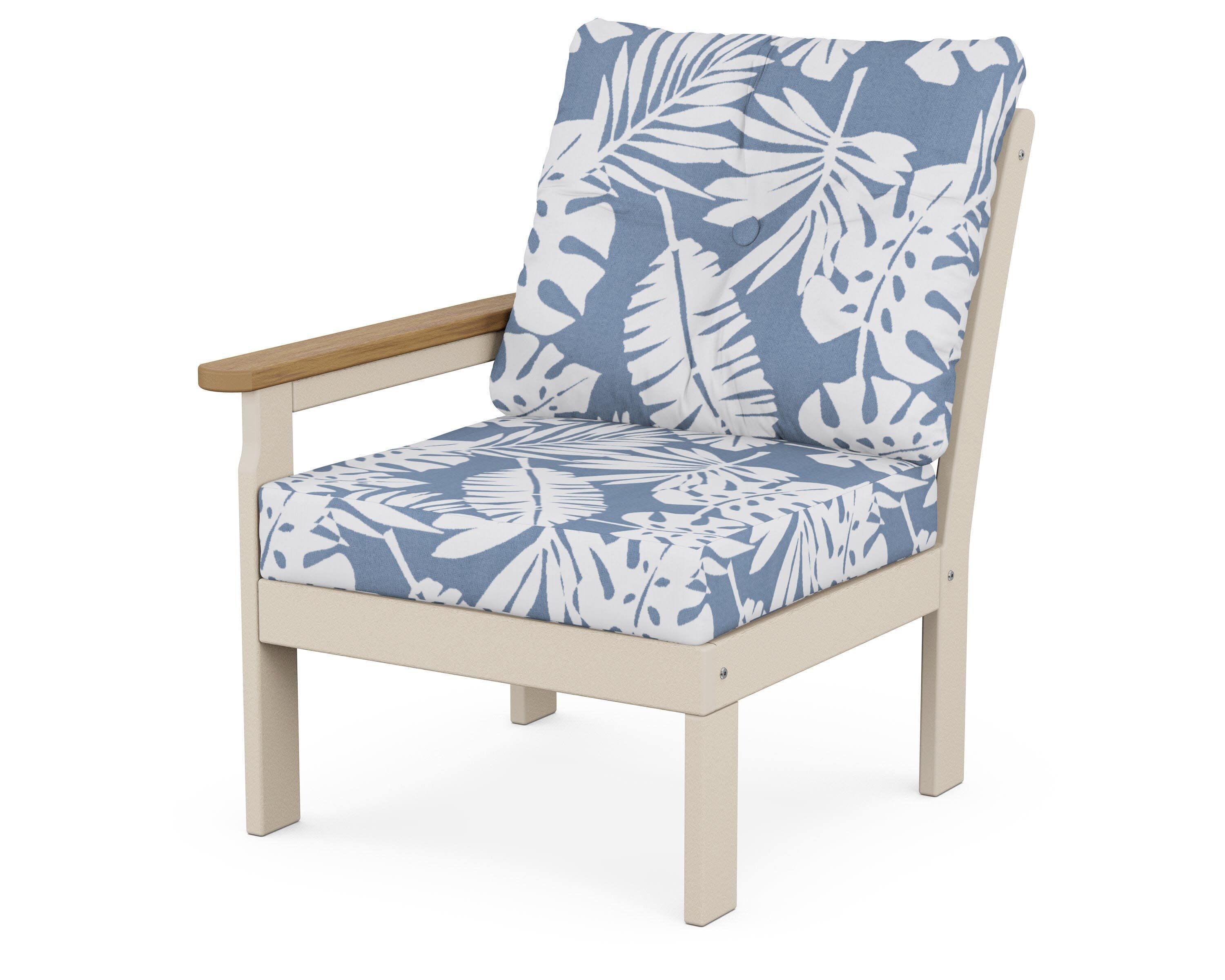 Vineyard Modular Left Arm Chair in Sand / Natural / Leaf Sky Blue