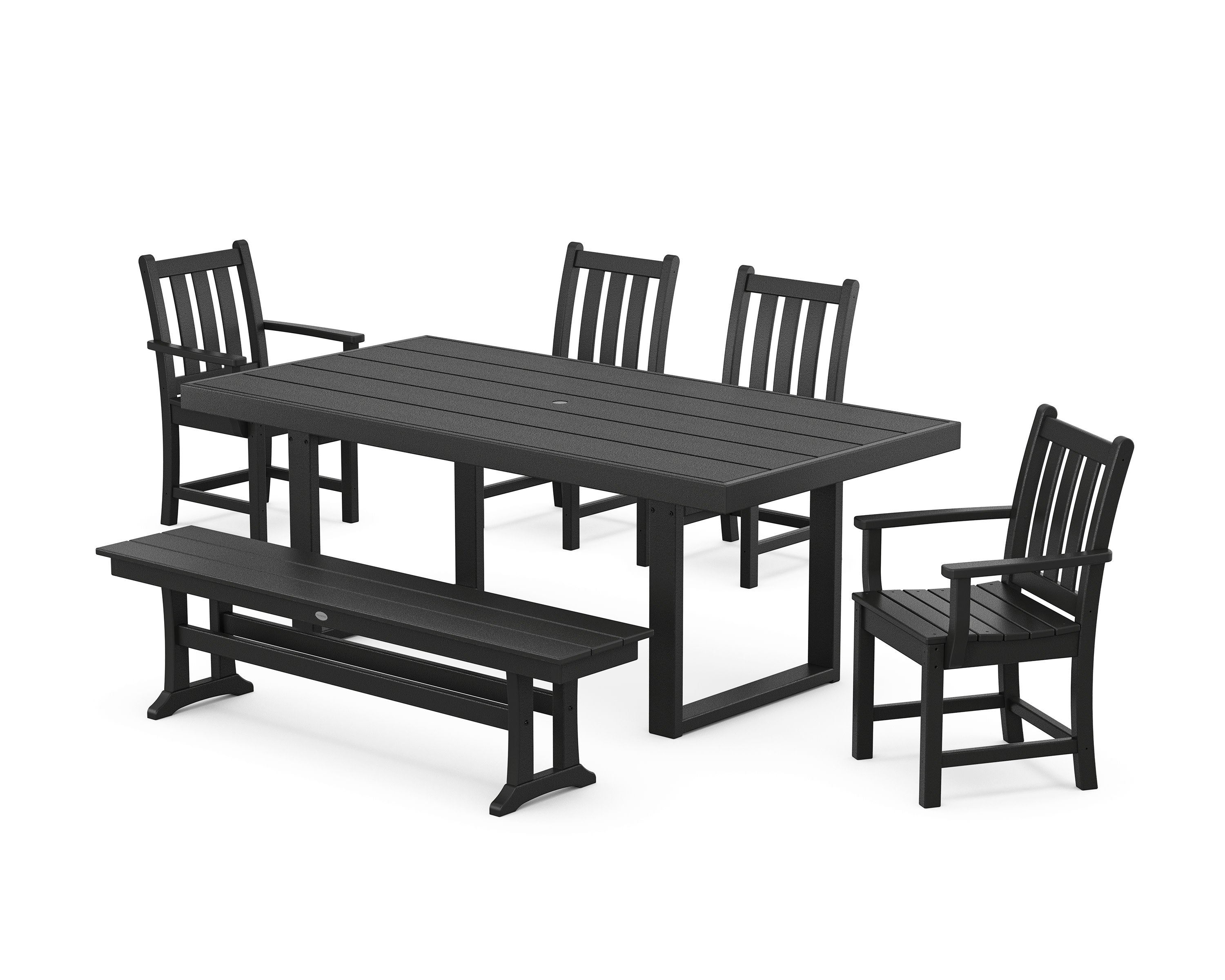 Traditional Garden 6-Piece Dining Set in Black