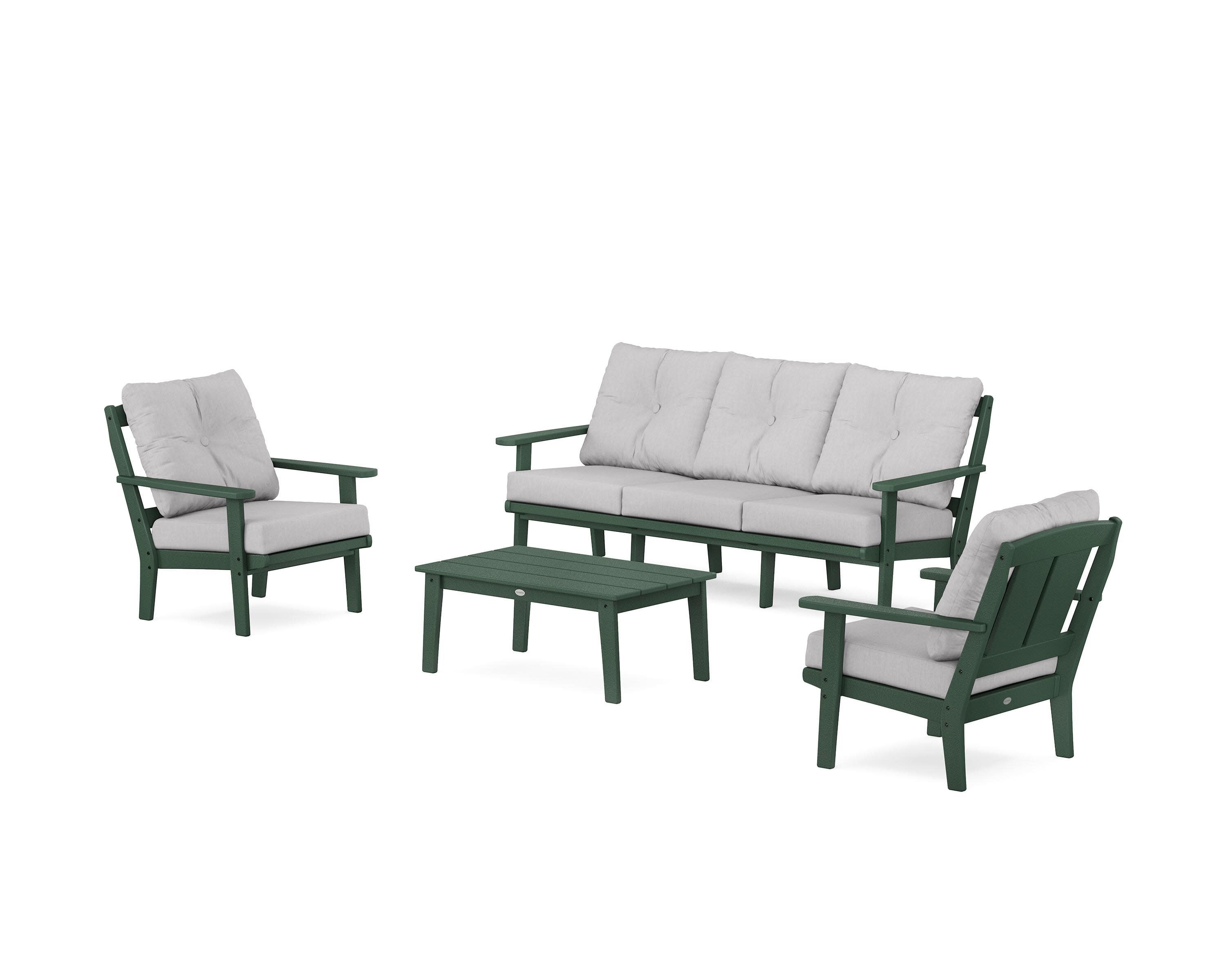 Mission 4-Piece Deep Seating Set with Sofa in Green / Granite