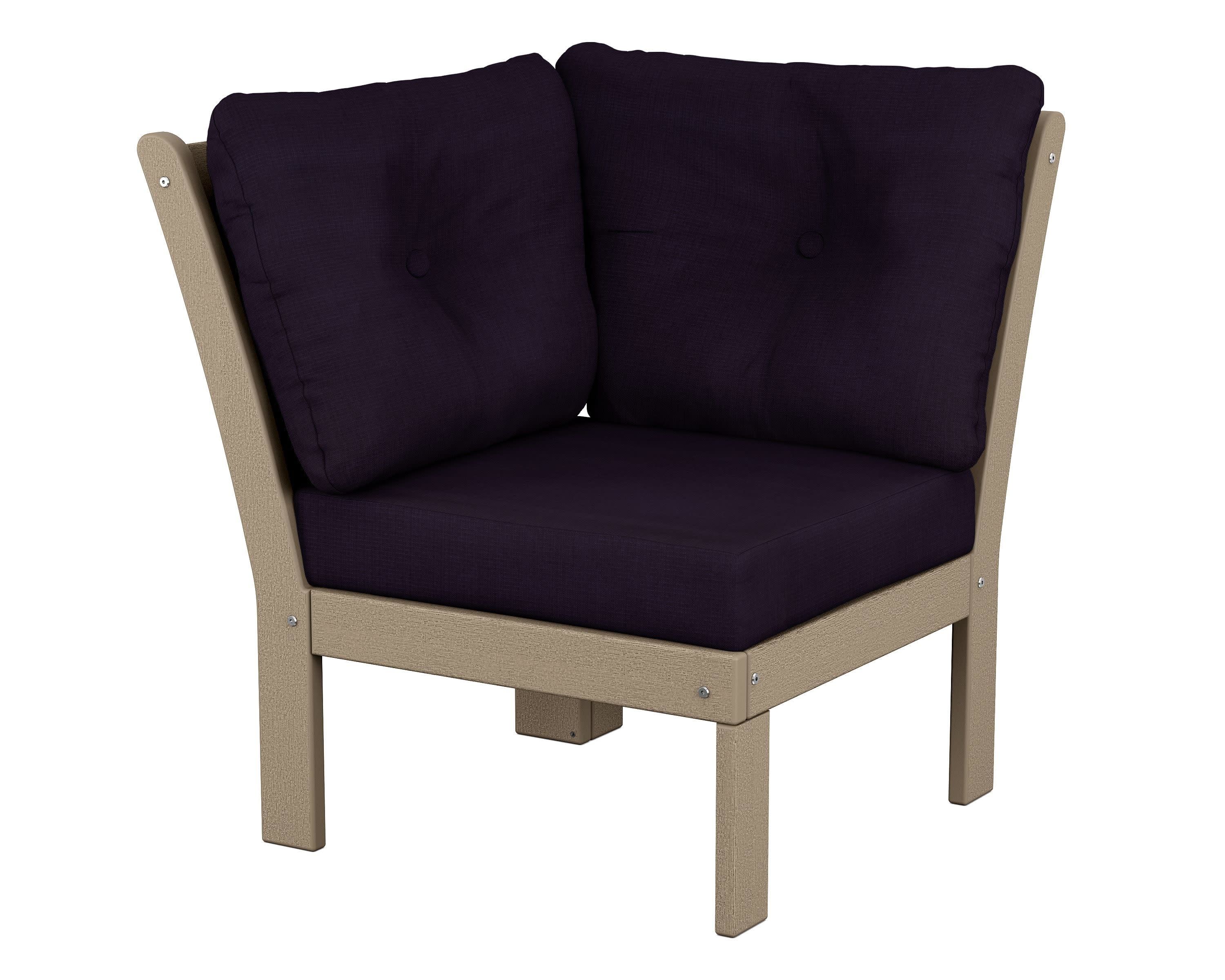 Vineyard Modular Corner Chair in Vintage Sahara / Navy Linen