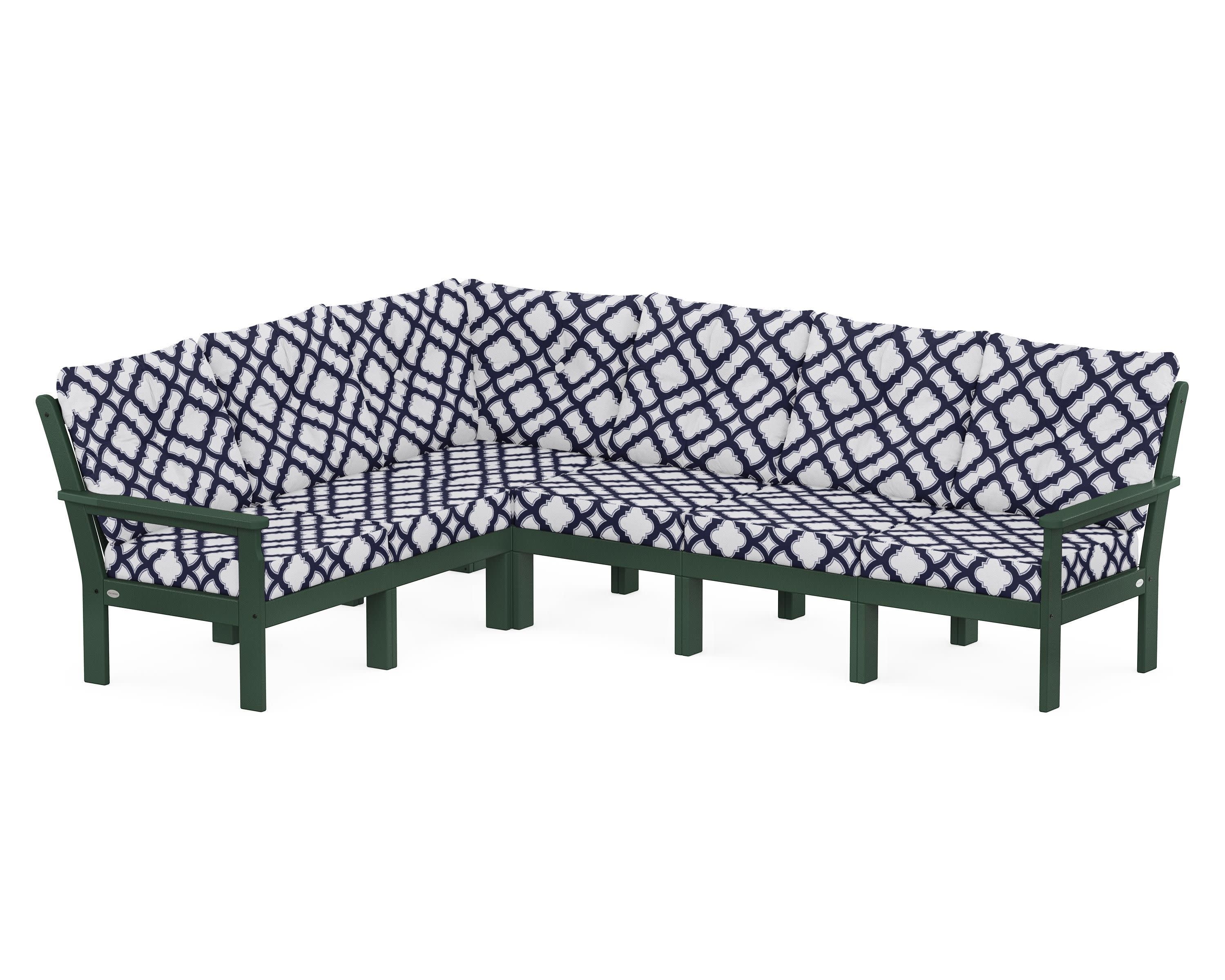 Vineyard 6-Piece Sectional in Green / Trellis Navy